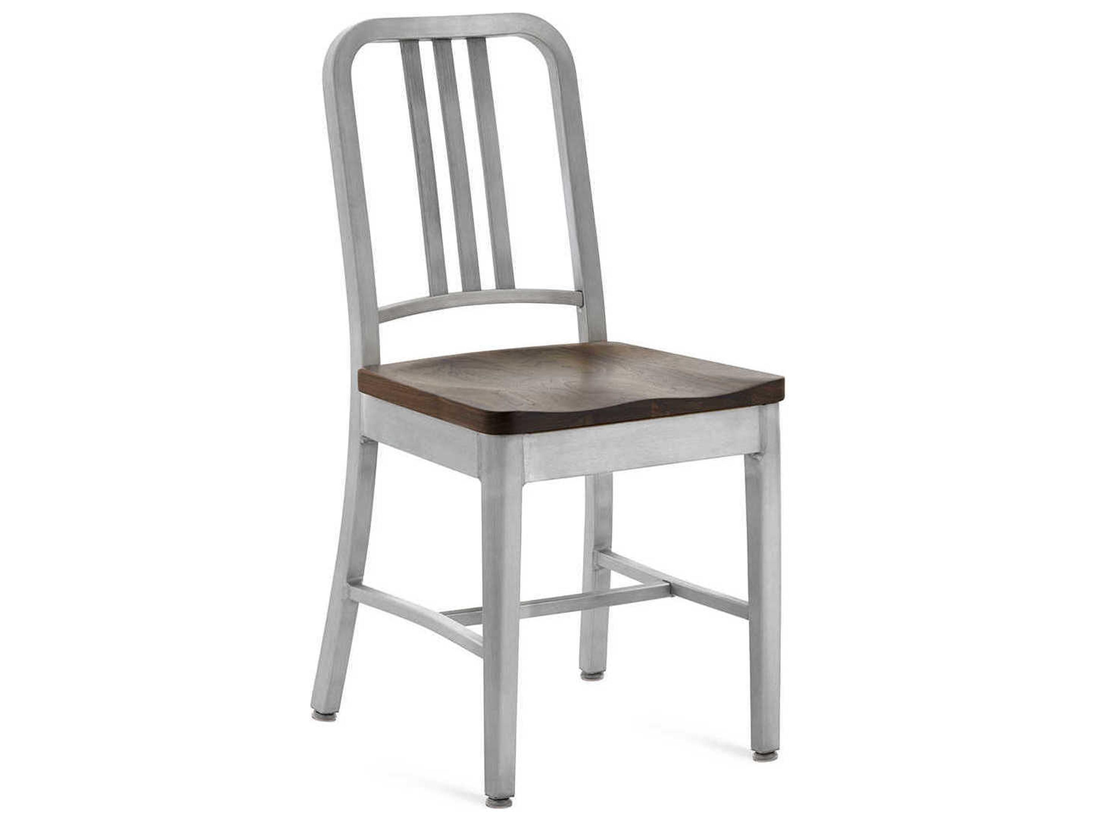 Emeco 1104 Navy Collection With Wood Seat Ash Brown Side Dining Chair