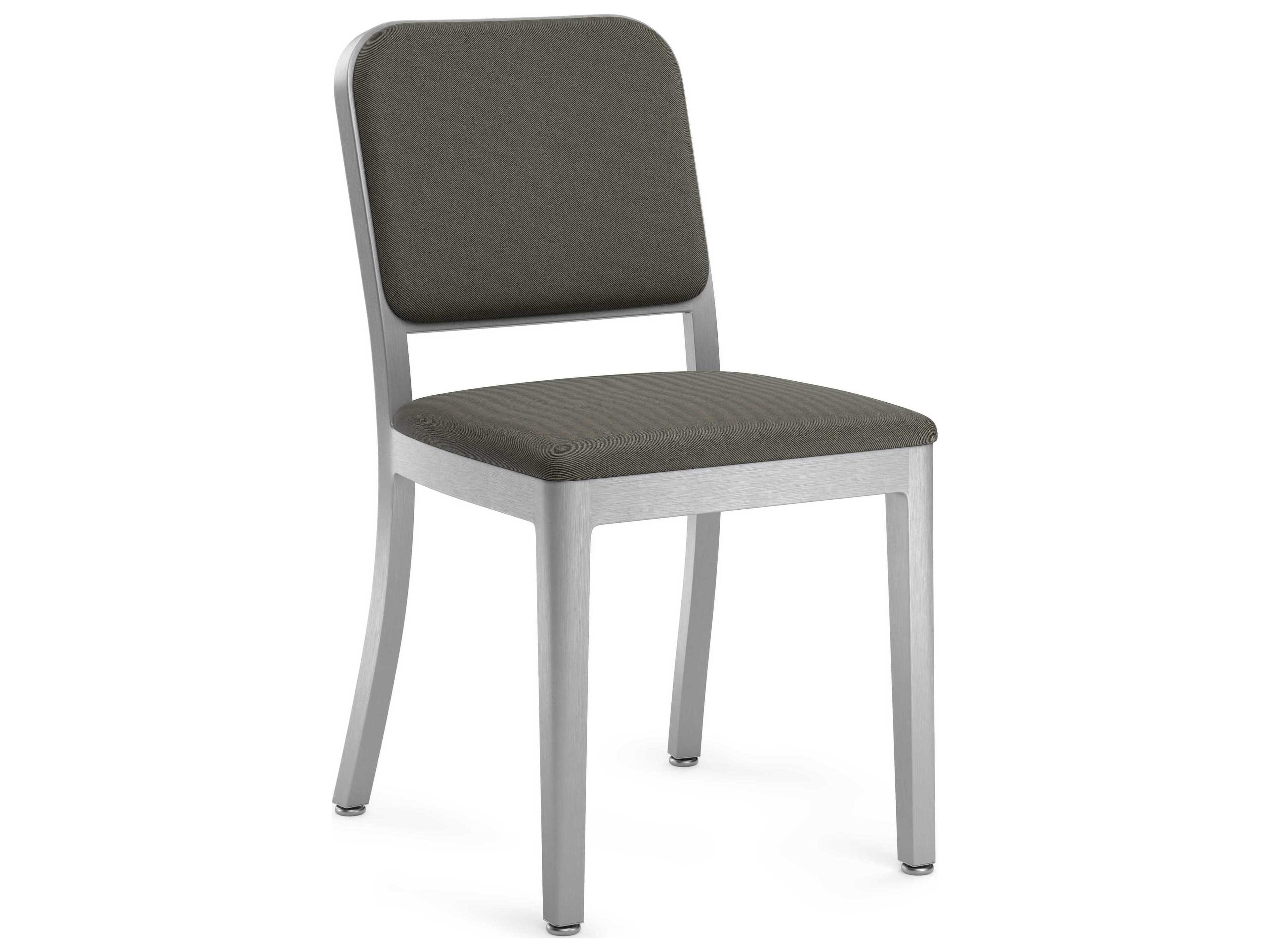 Emeco Navy Officer By Jasper Morrison Gray Upholstered Side Dining Chair