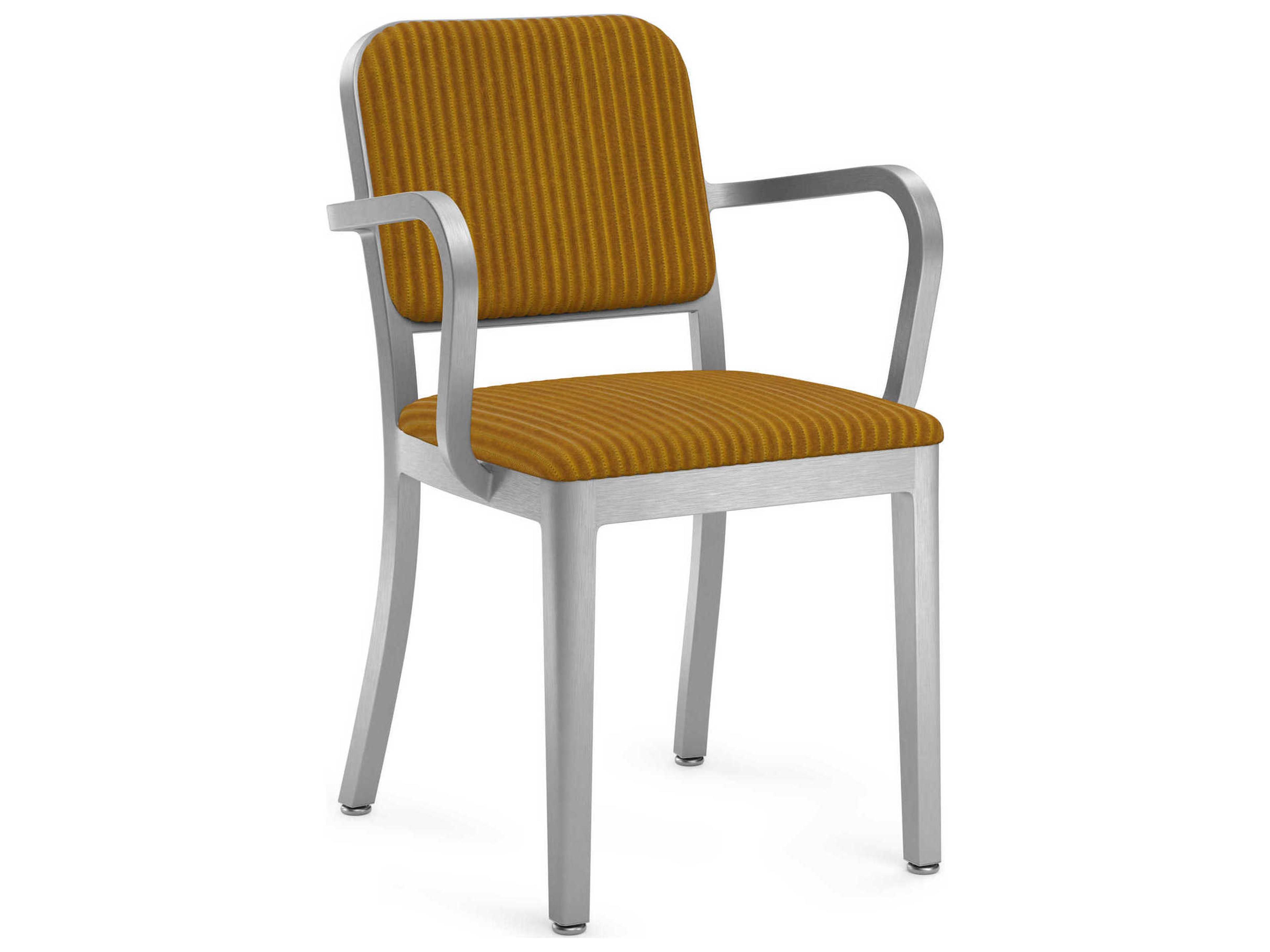Emeco Navy Officer By Jasper Morrison Gray Upholstered Arm Dining Chair