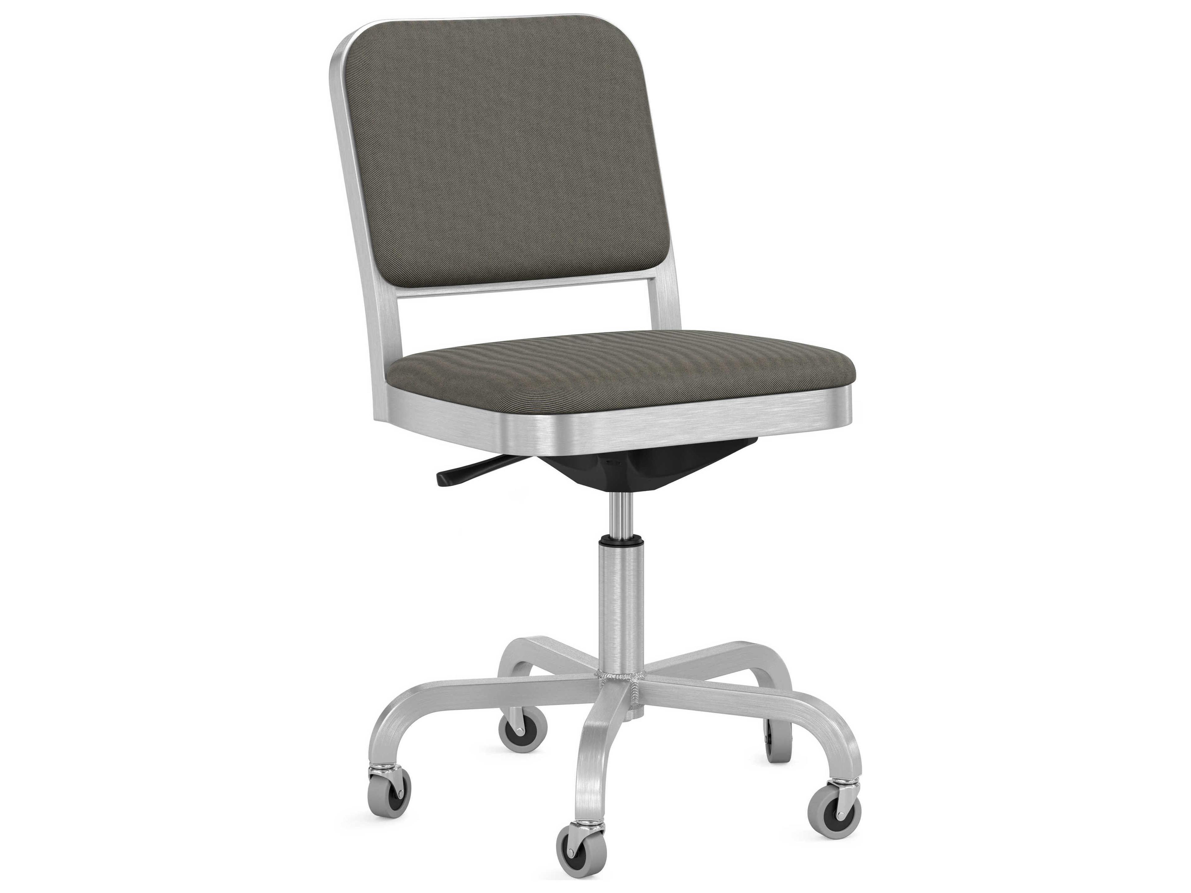 Emeco Navy Officer By Jasper Morrison Gray Upholstered Adjustable Swivel Computer Office Chair
