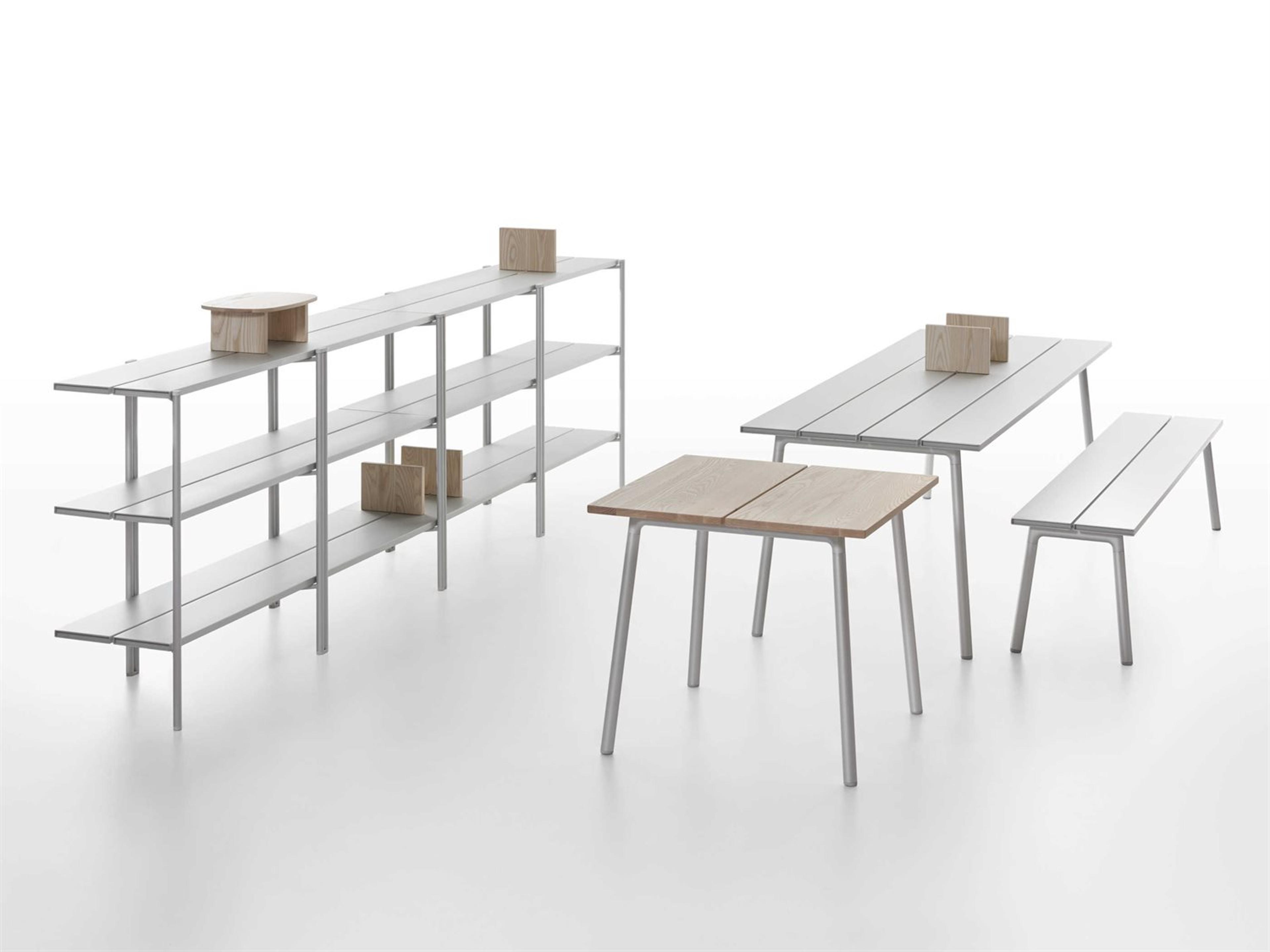 Emeco Run By Sam Hecht And Kim Colin Aluminum Anodized Silver Accent Bench