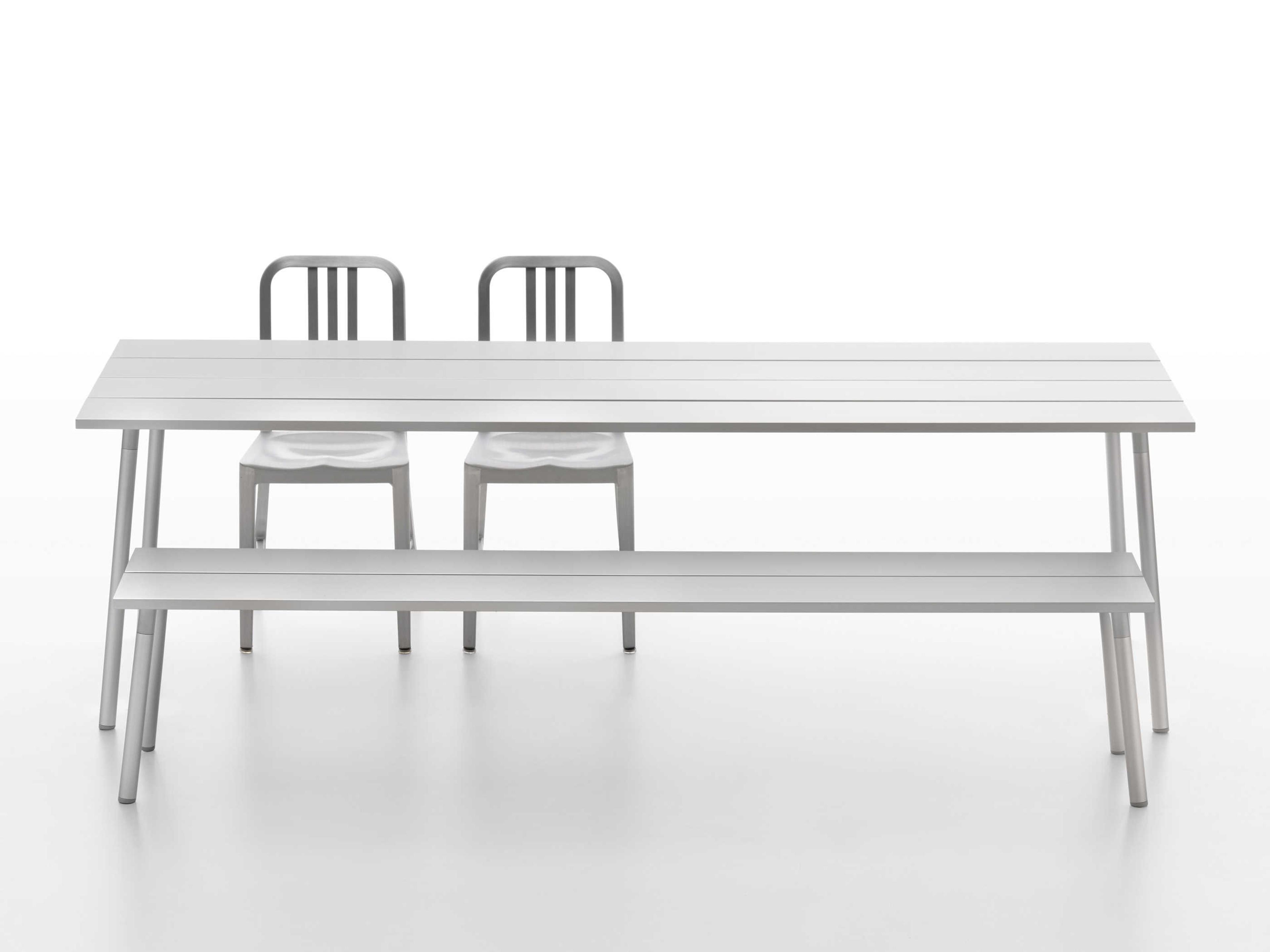 Emeco Run By Sam Hecht And Kim Colin Aluminum Anodized Silver Accent Bench