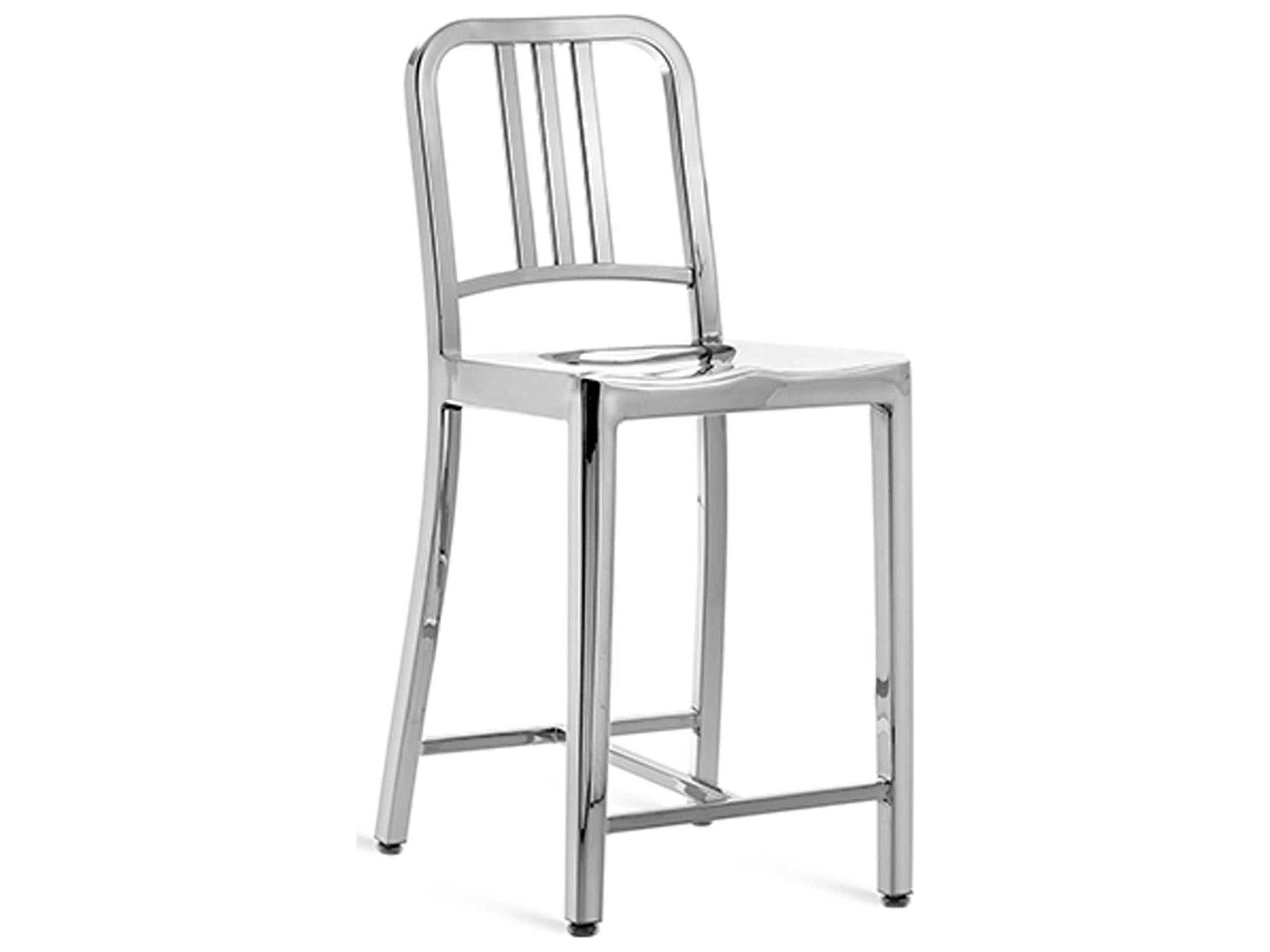 Navy Polished Aluminum Counter Stool