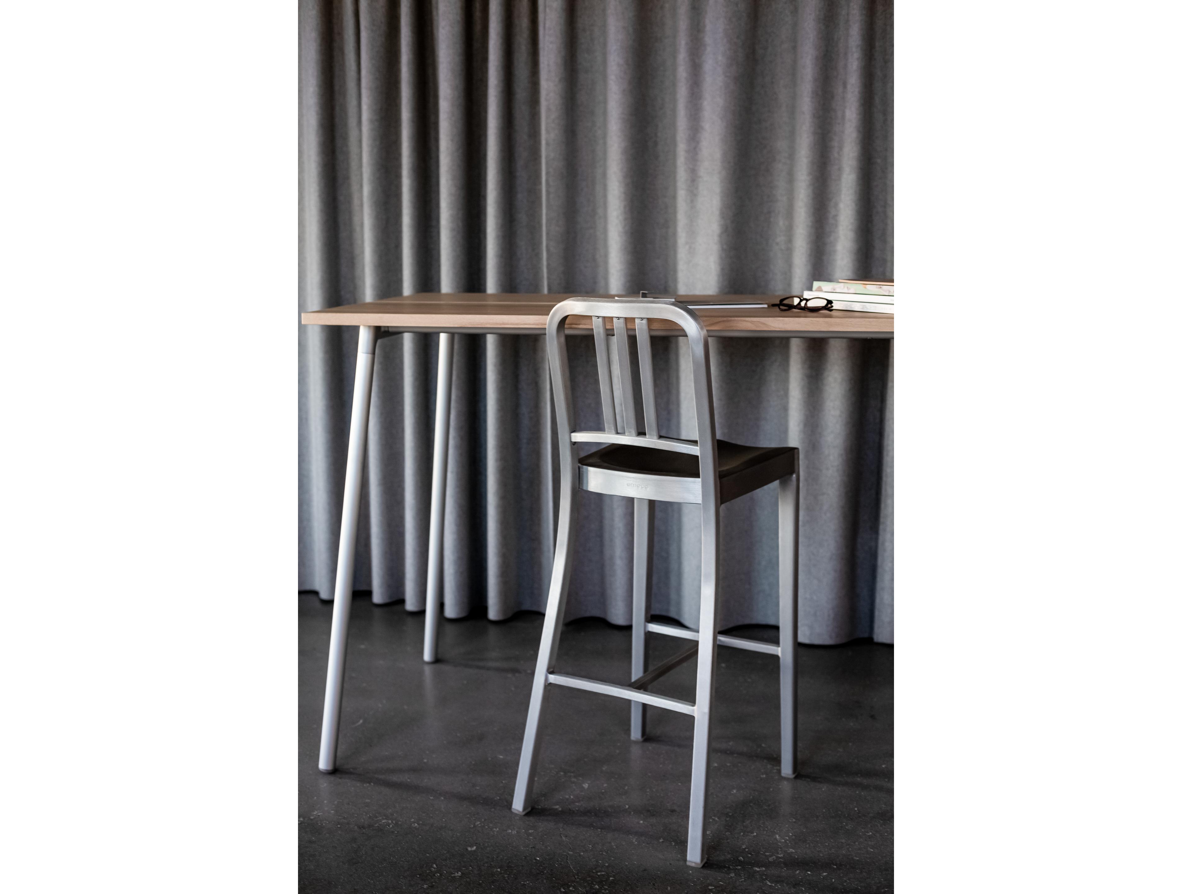 Emeco Outdoor Navy Polished Aluminum Bar Stool