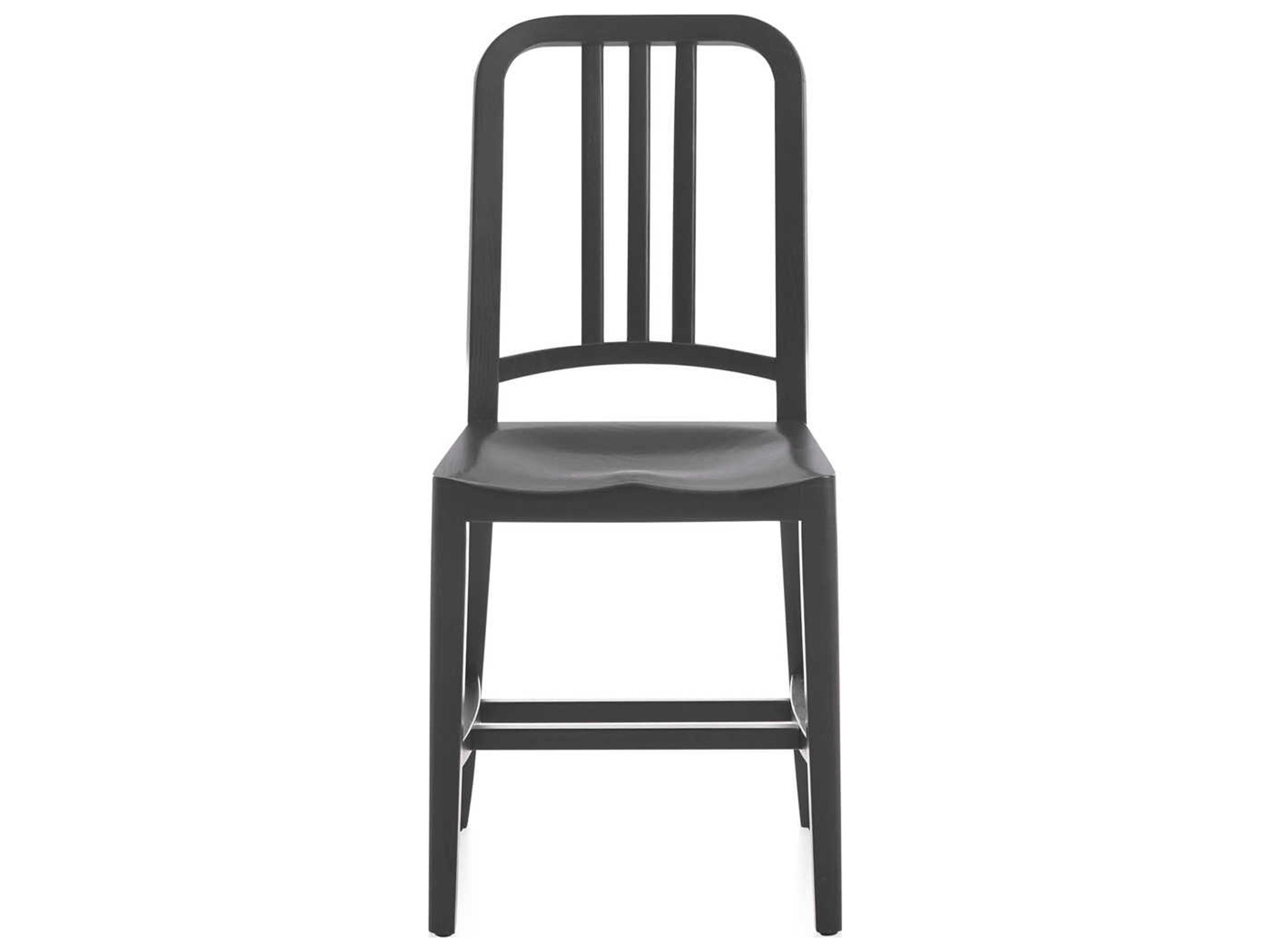 Navy Wood Black Stained Oak Dining Side Chair