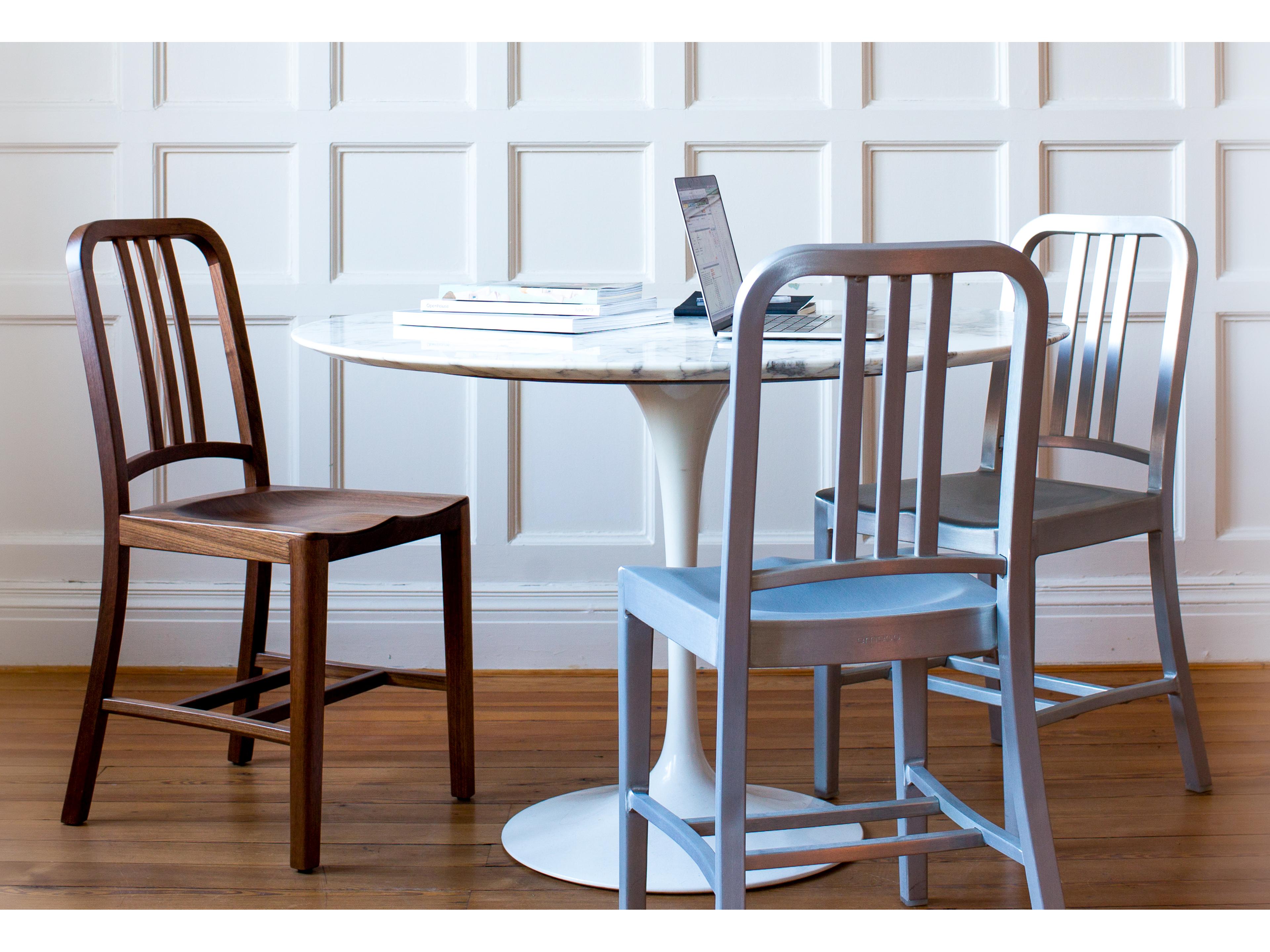 Emeco Outdoor Navy Walnut Wood Dining Side Chair