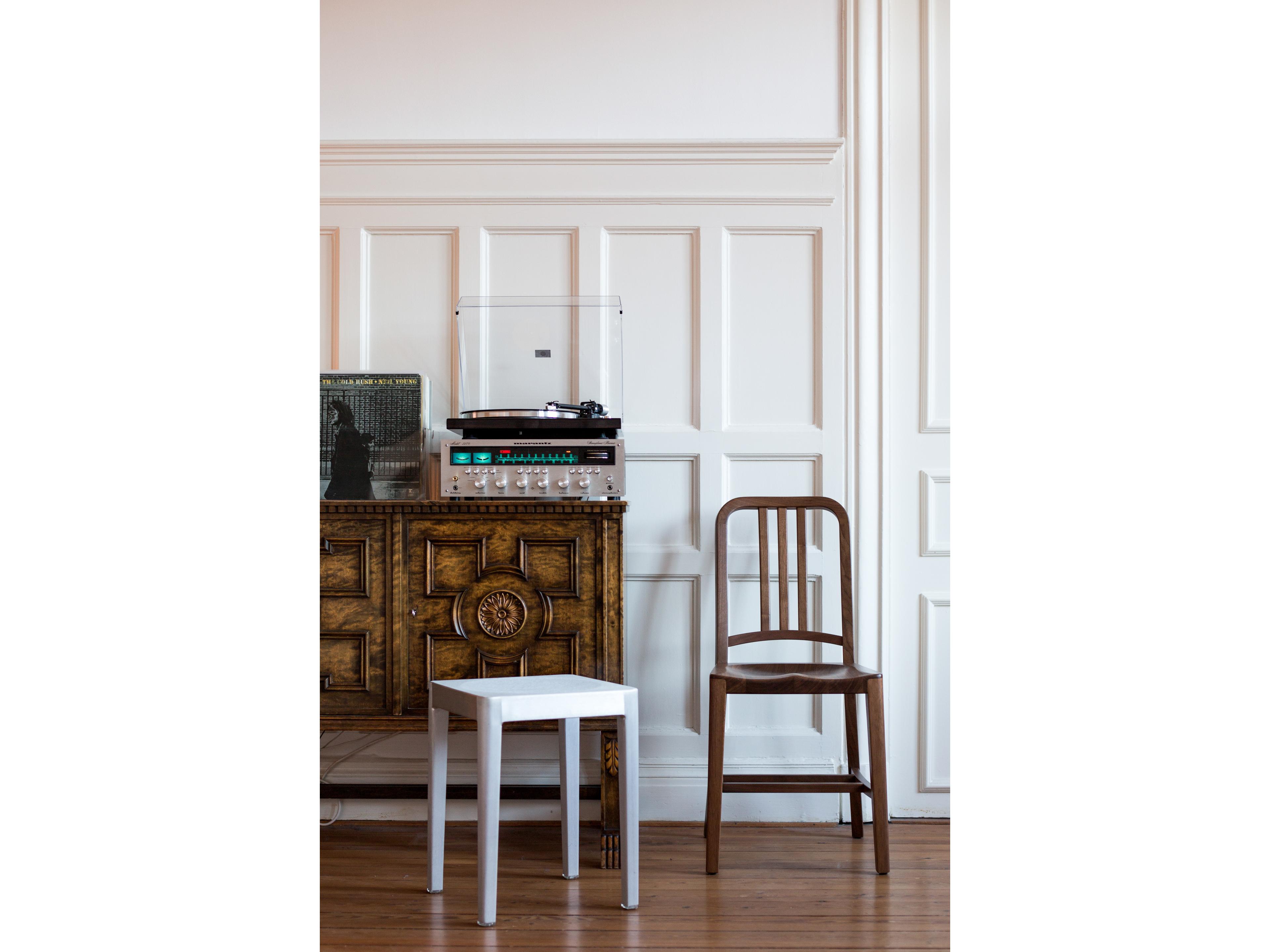 Emeco Outdoor Navy Walnut Wood Dining Side Chair