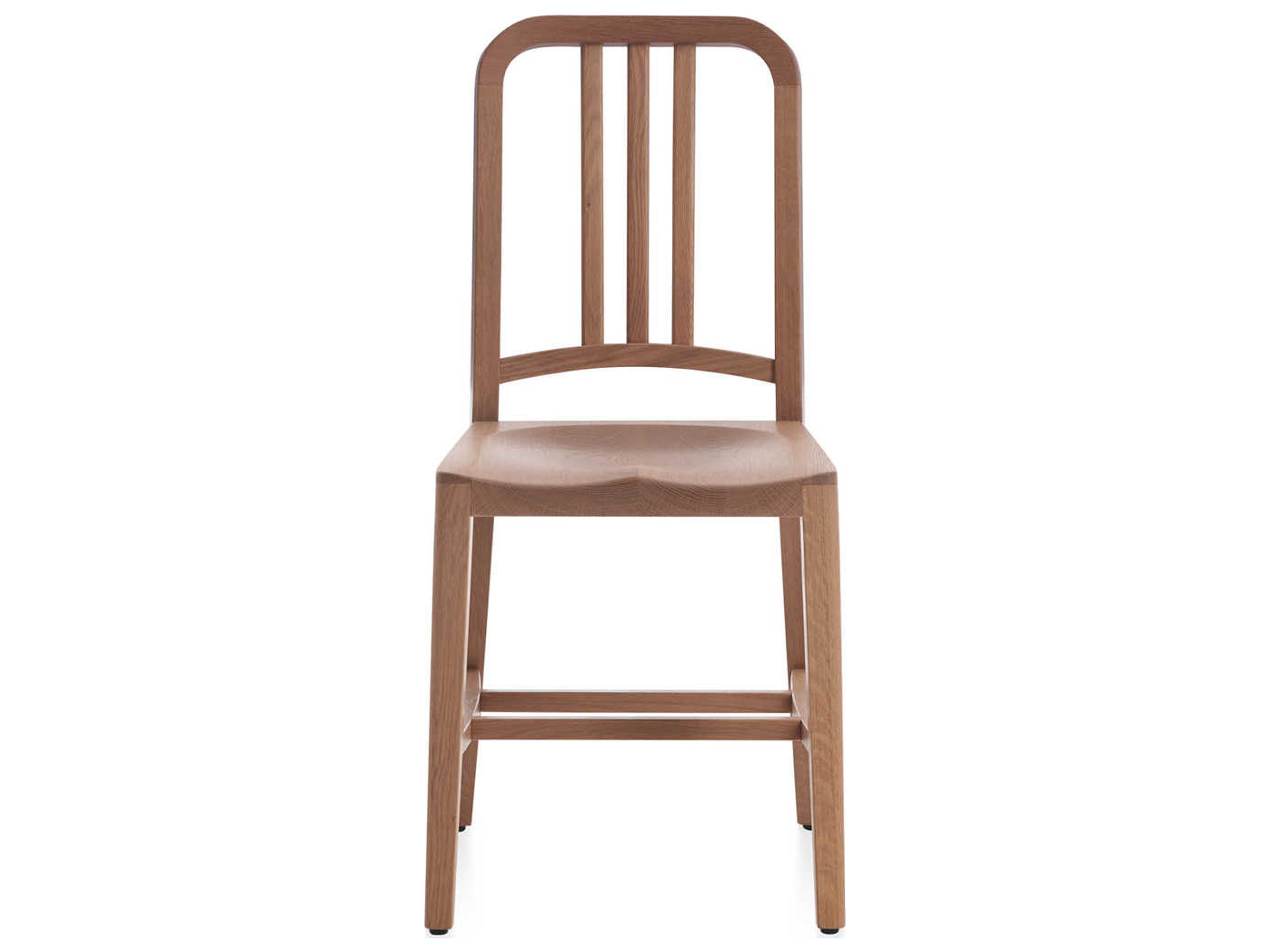 Navy Wood White Oak Dining Side Chair
