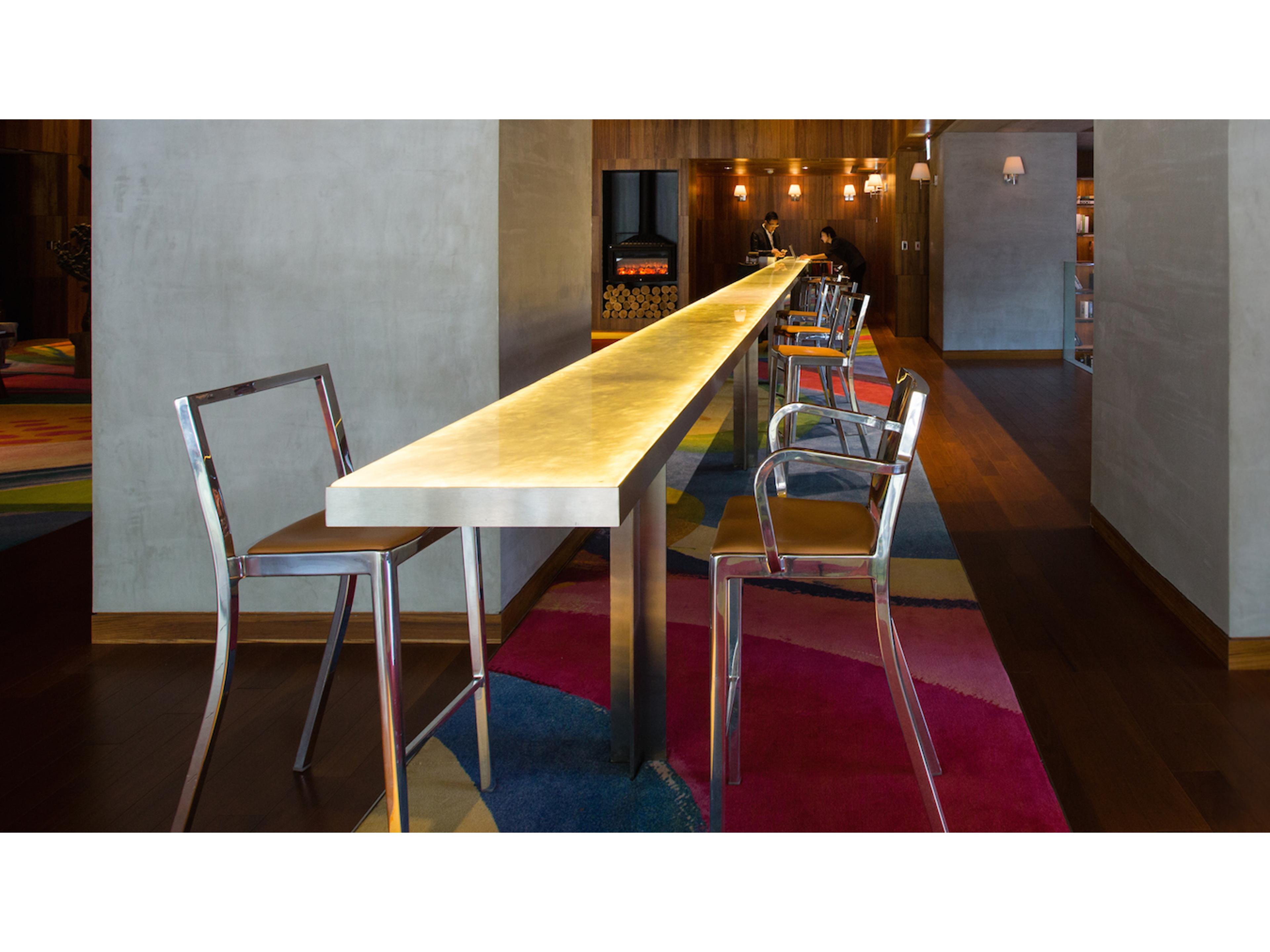 Emeco Outdoor Hudson Polished Aluminum Bar Stool with Arms