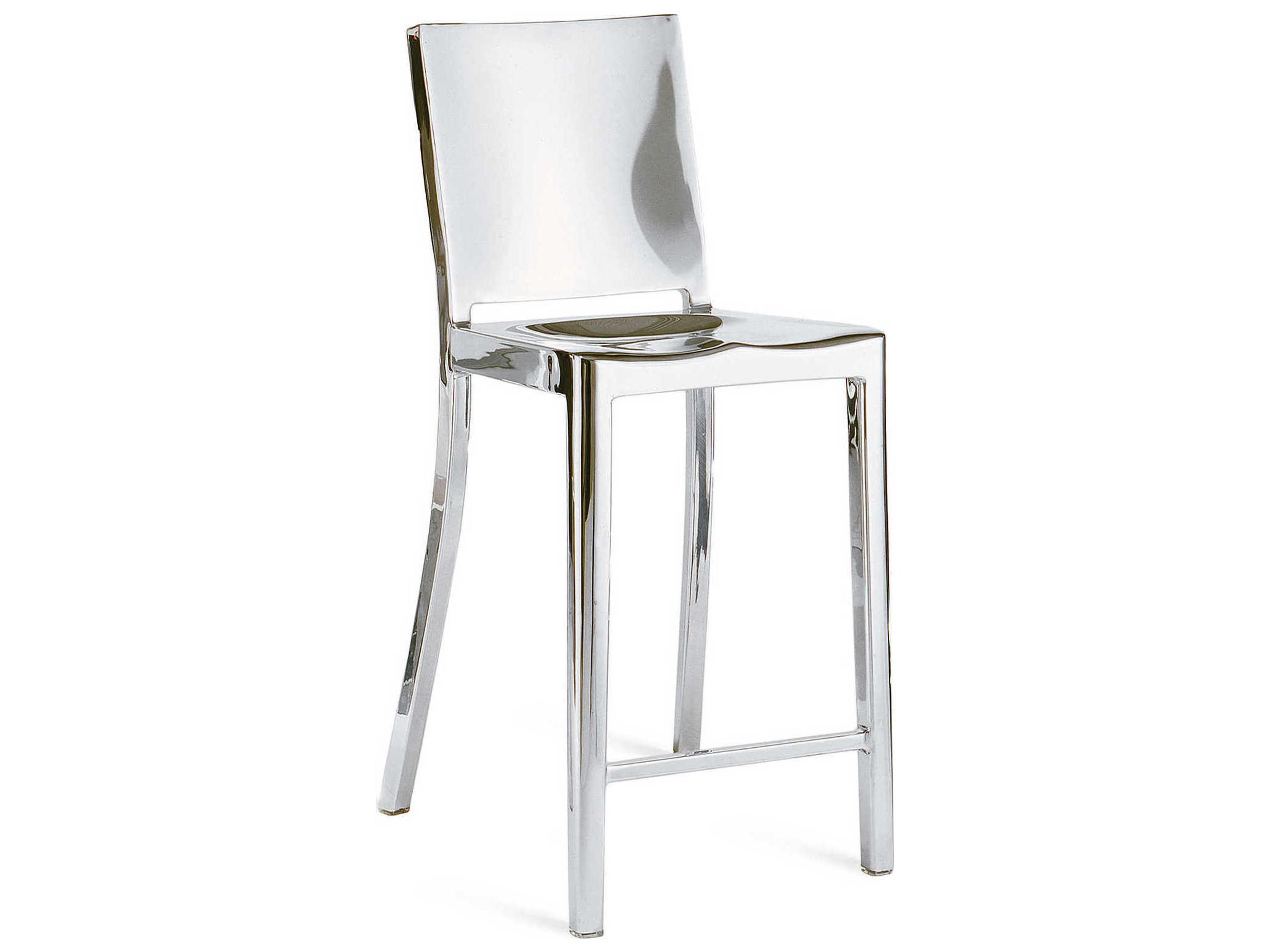 Hudson Polished Aluminum Counter Stool with Arms