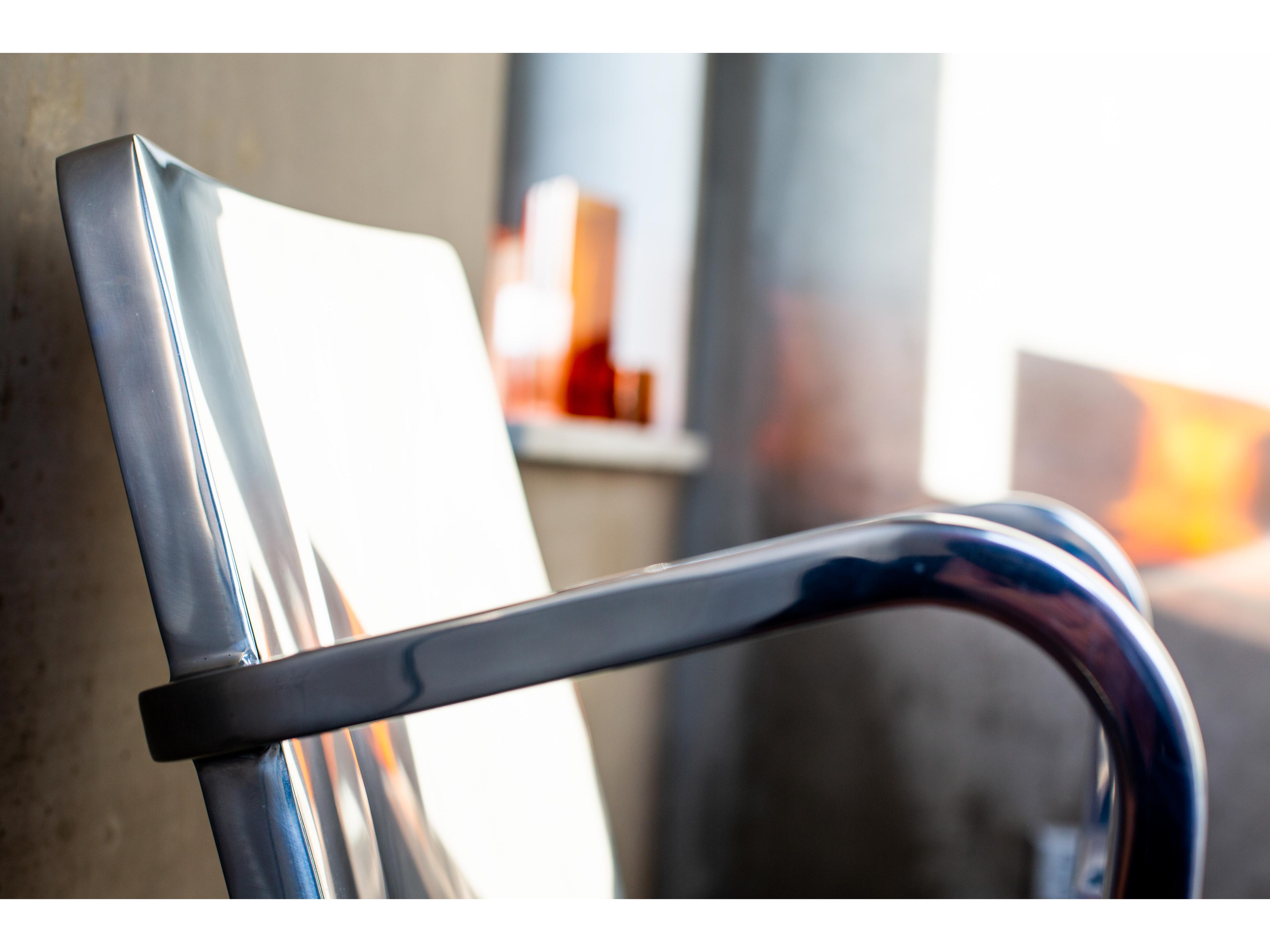 Emeco Outdoor Hudson Polished Aluminum Rocker Dining Arm Chair