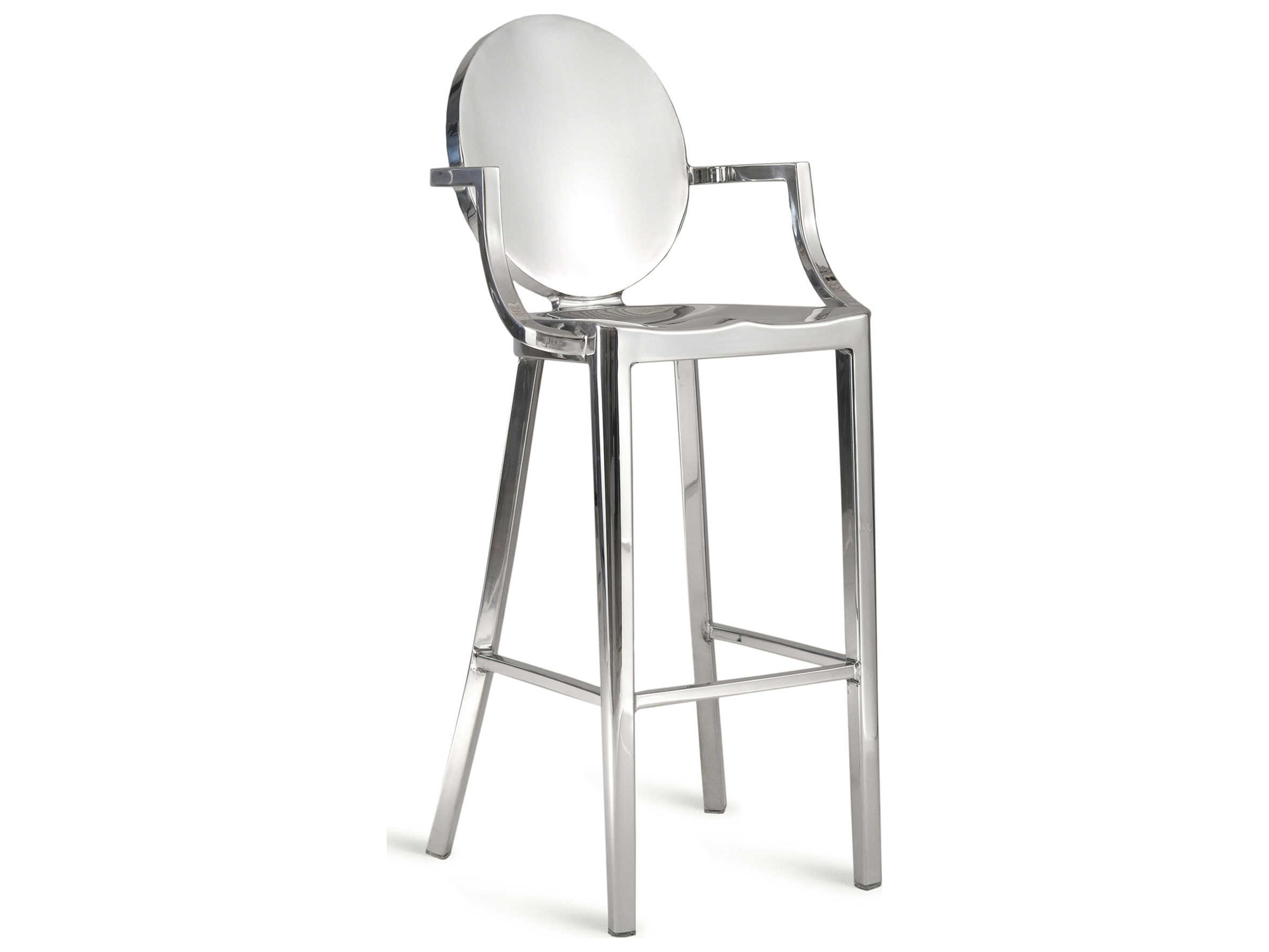 Kong Polished Aluminum Bar Stool with Arms