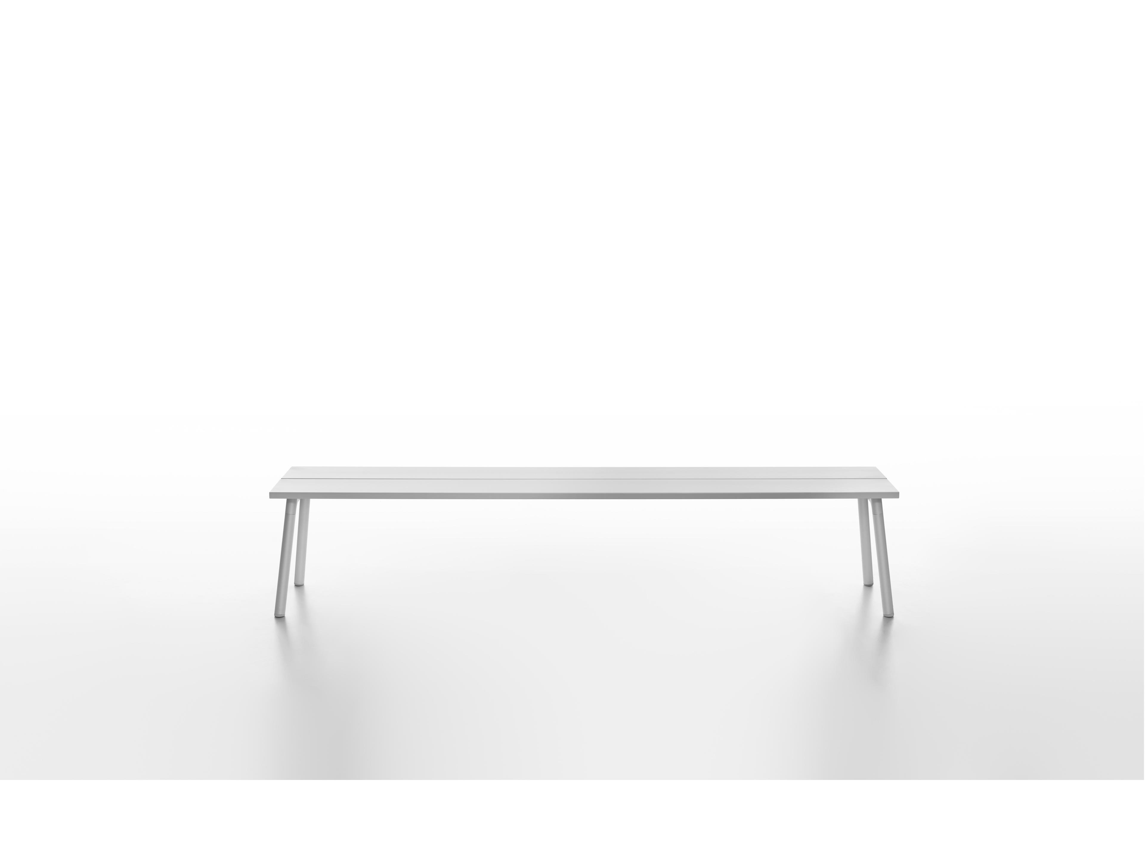 Emeco Outdoor Run By Sam Hecht And Kim Colin Aluminum Clear Anodized 4-Seat Bench with Clear Seat