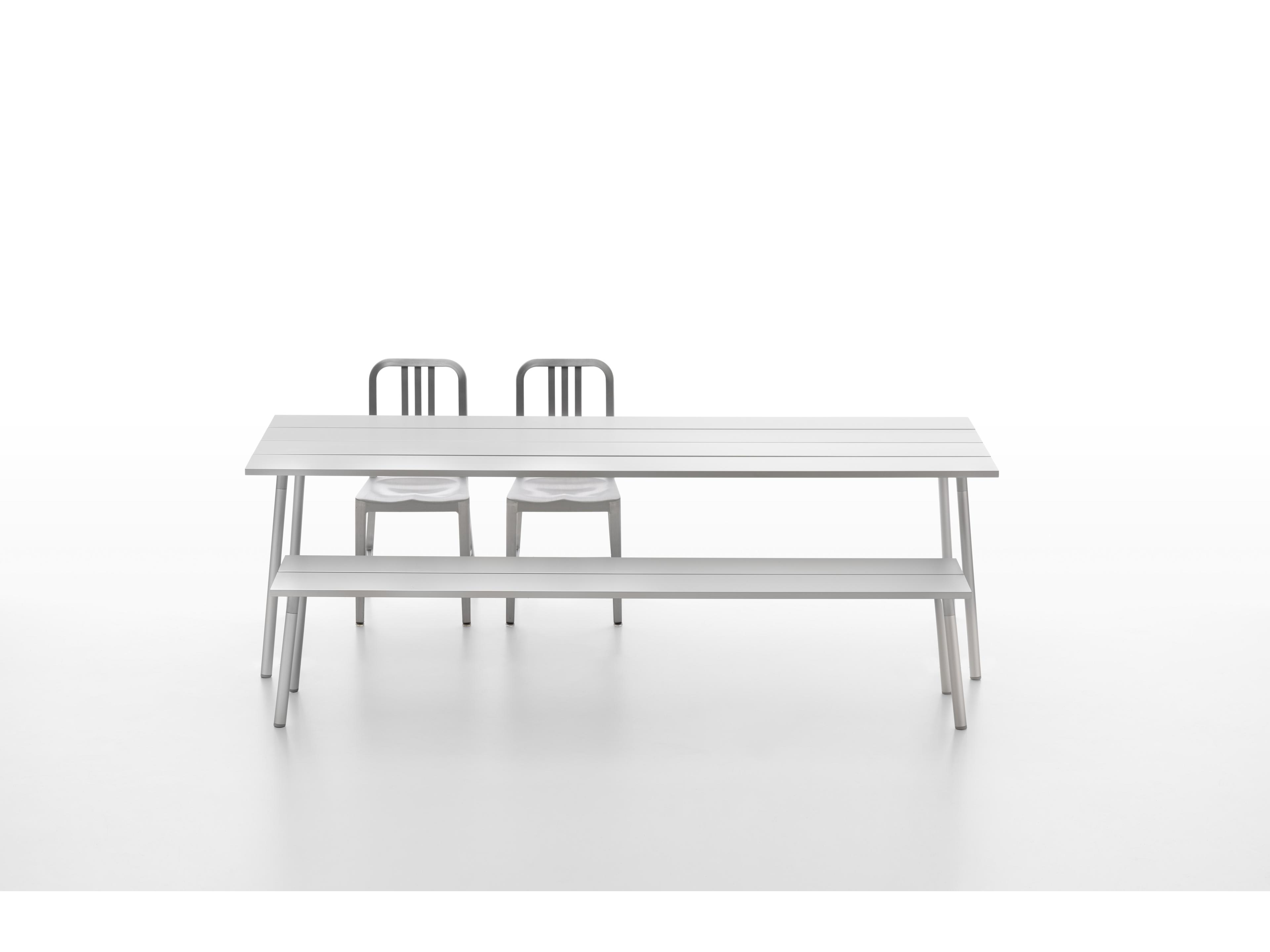 Emeco Outdoor Run By Sam Hecht And Kim Colin Aluminum Clear Anodized 4-Seat Bench with Clear Seat