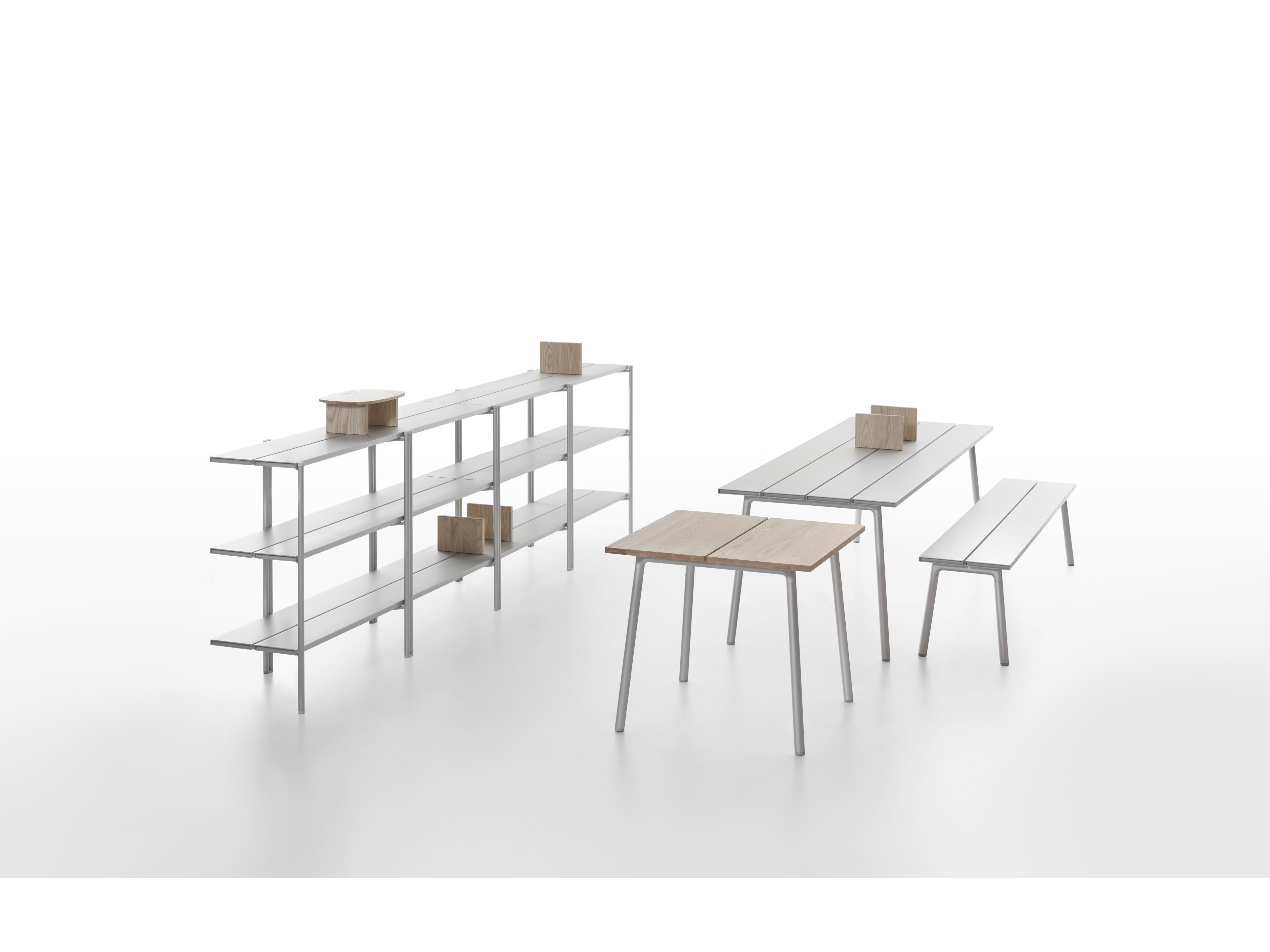 Emeco Outdoor Run By Sam Hecht And Kim Colin Aluminum Clear Anodized Square Dining Table