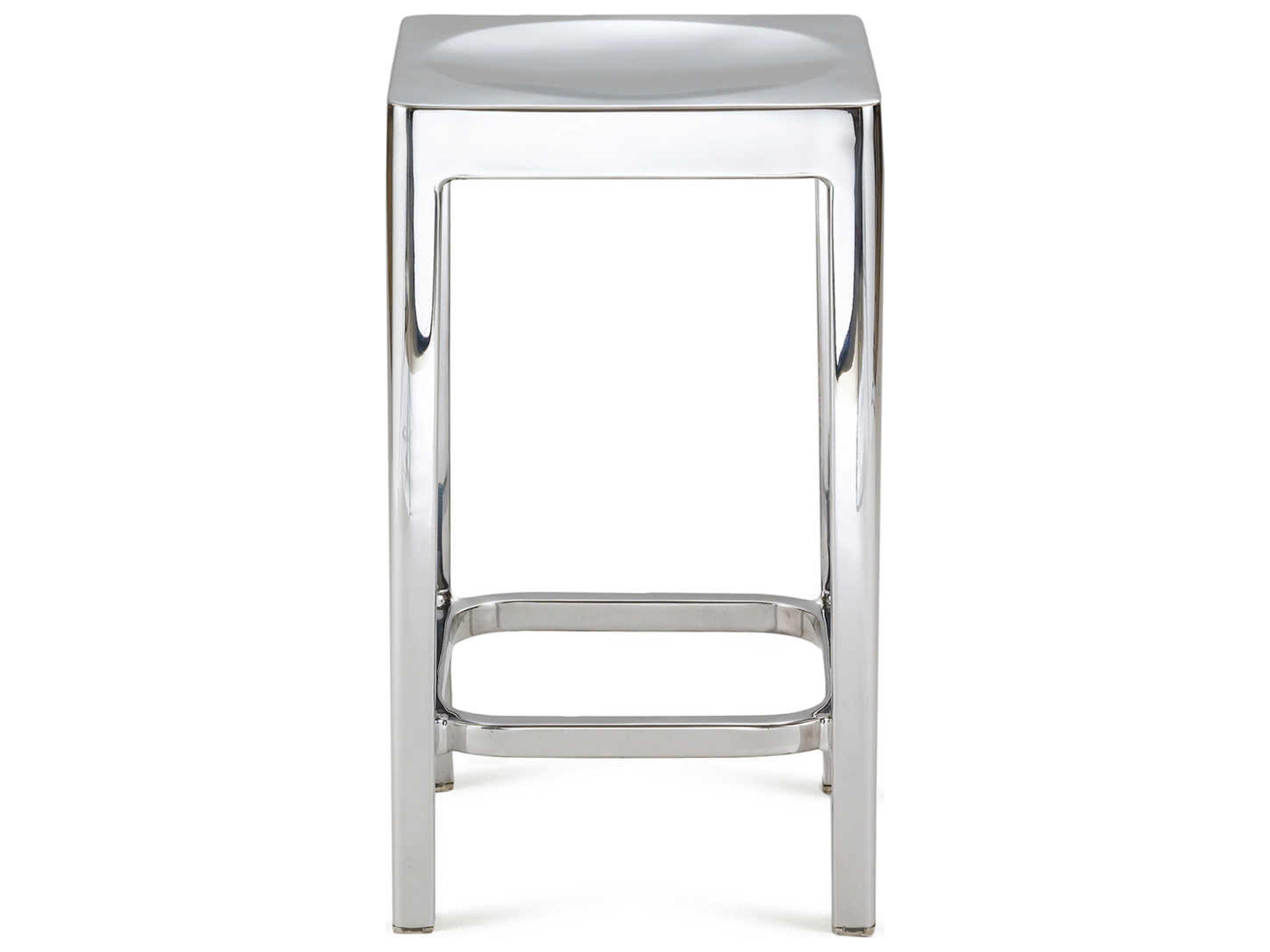 Polished Aluminum High Counter Stool