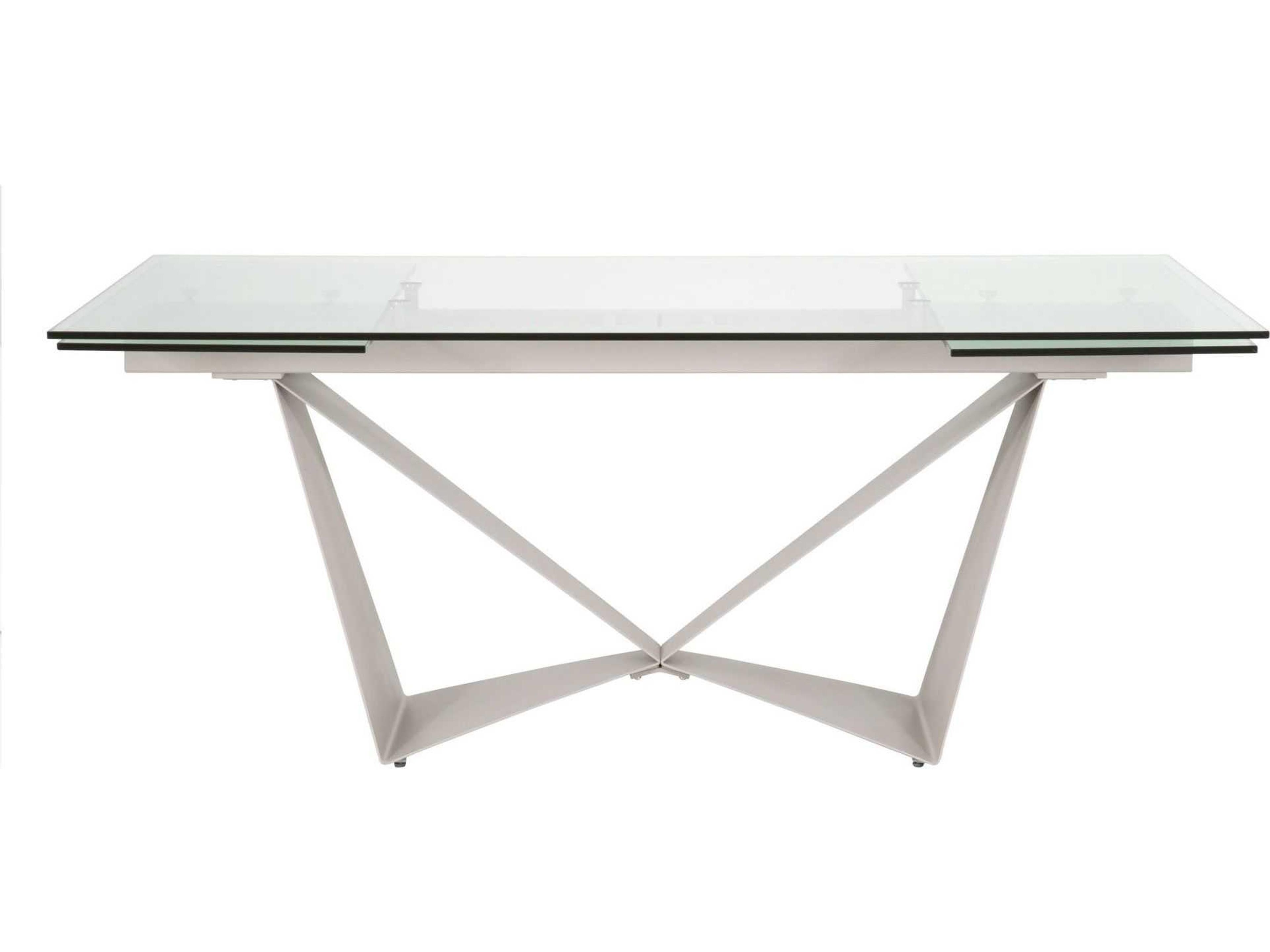 Essentials for Living Meridian Vida Extendable Rectangular Glass Clear Matte Light Gray Dining Table