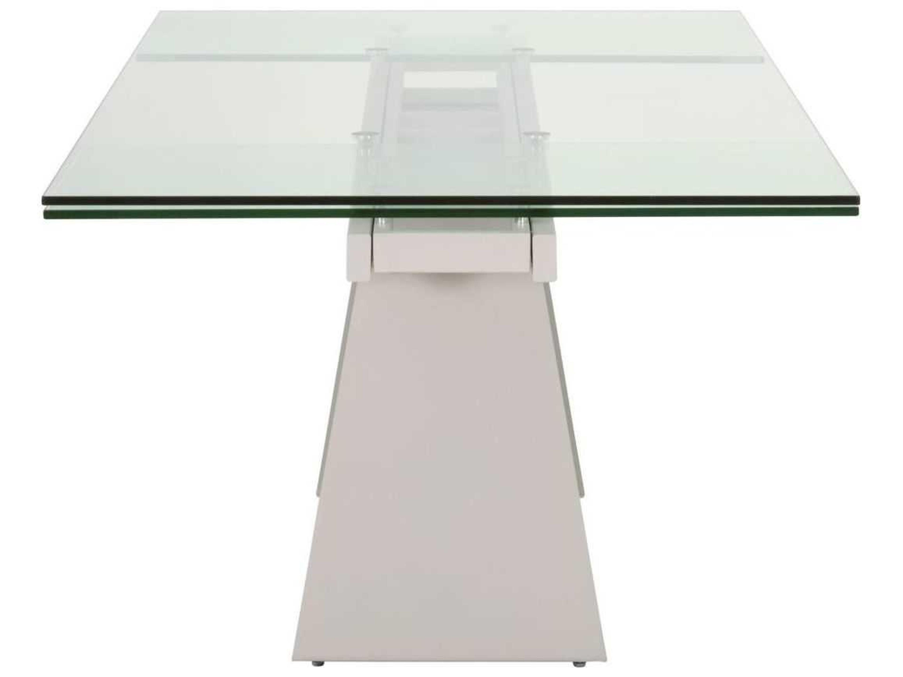 Essentials for Living Meridian Vida Extendable Rectangular Glass Clear Matte Light Gray Dining Table