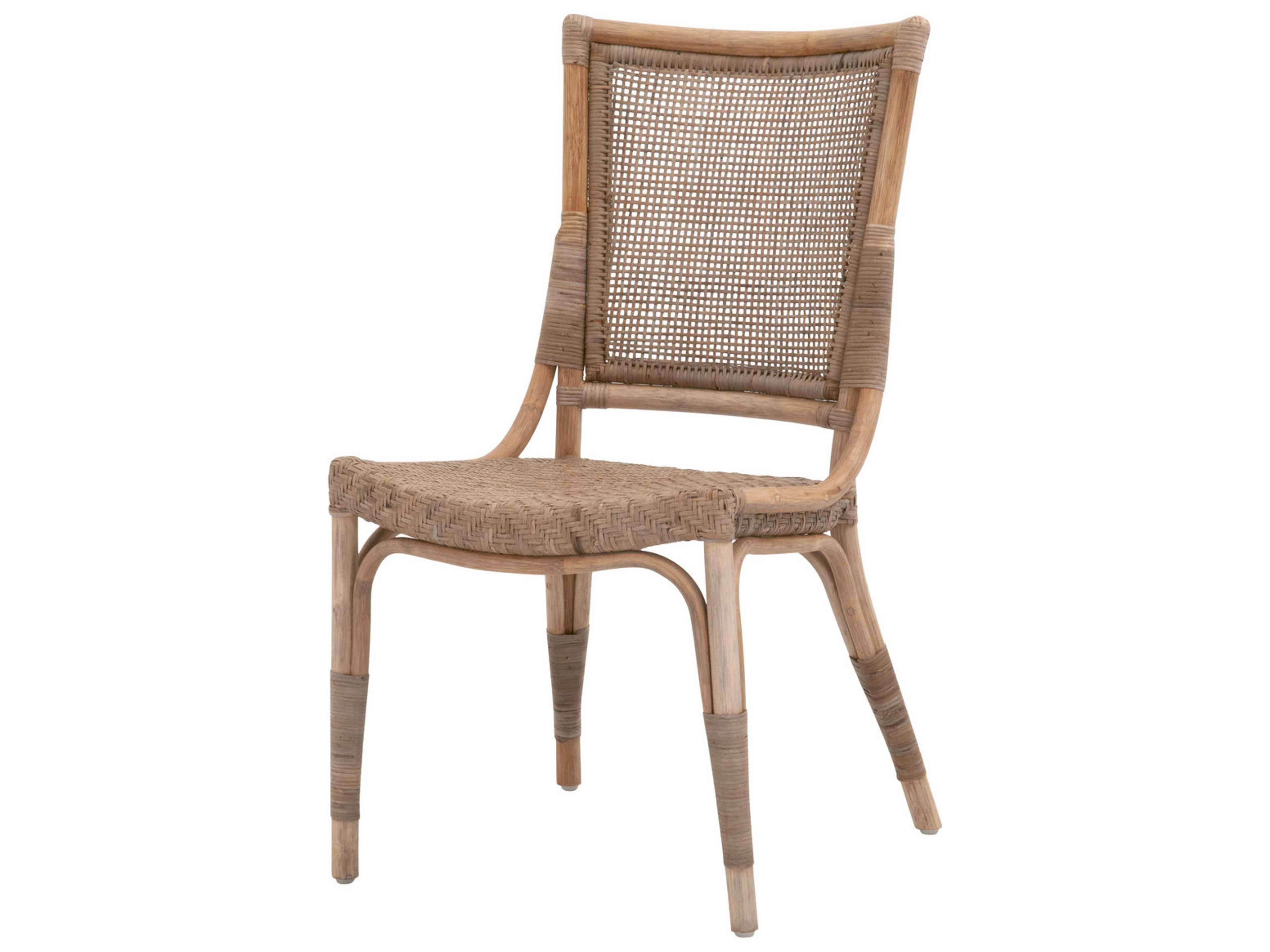 Sel De Mer Rattan Gray Armless Dining Chair Set of 2