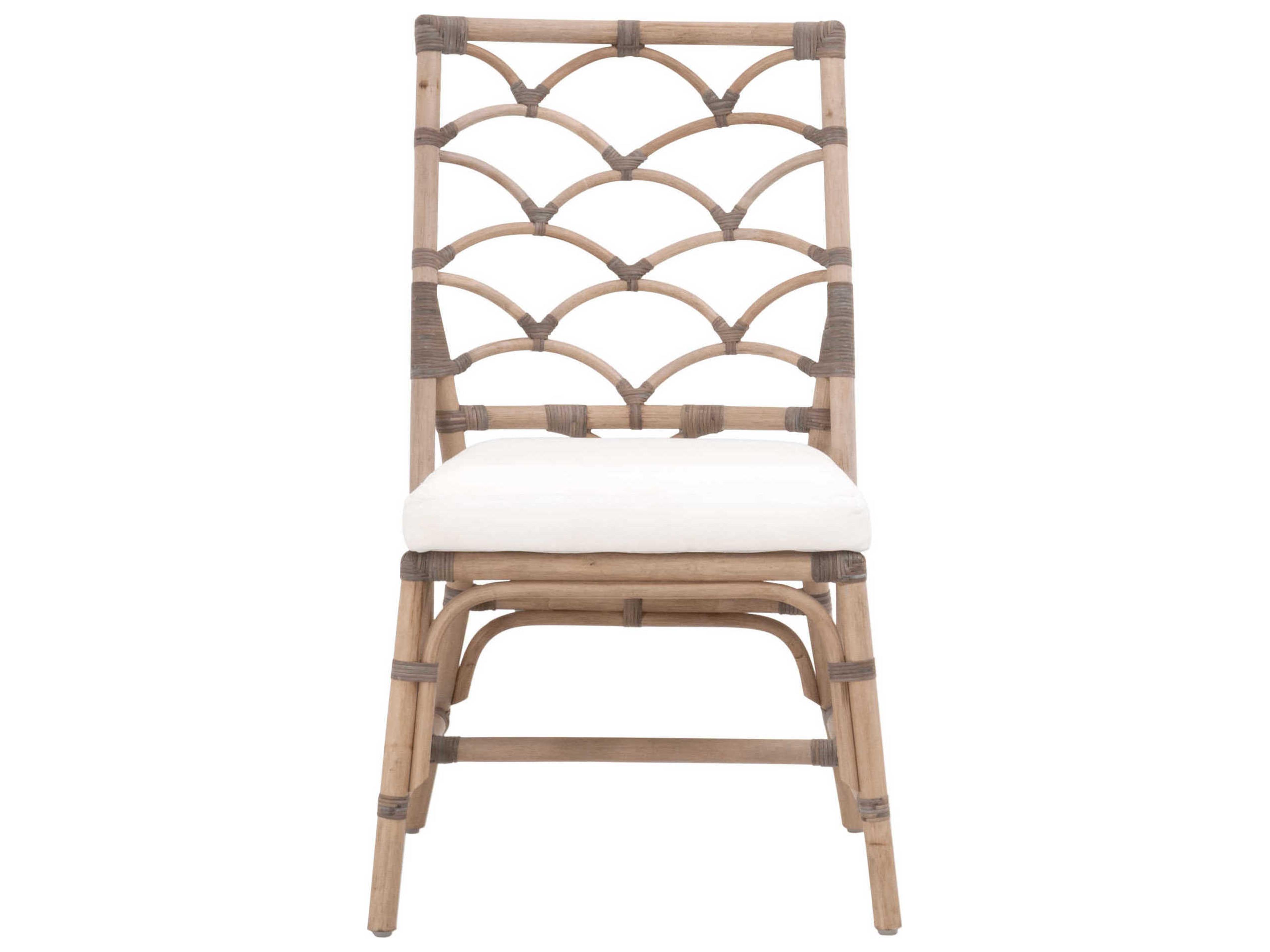 Essentials for Living Sel De Mer Rattan Gray Upholstered Armless Dining Chair Set of 2