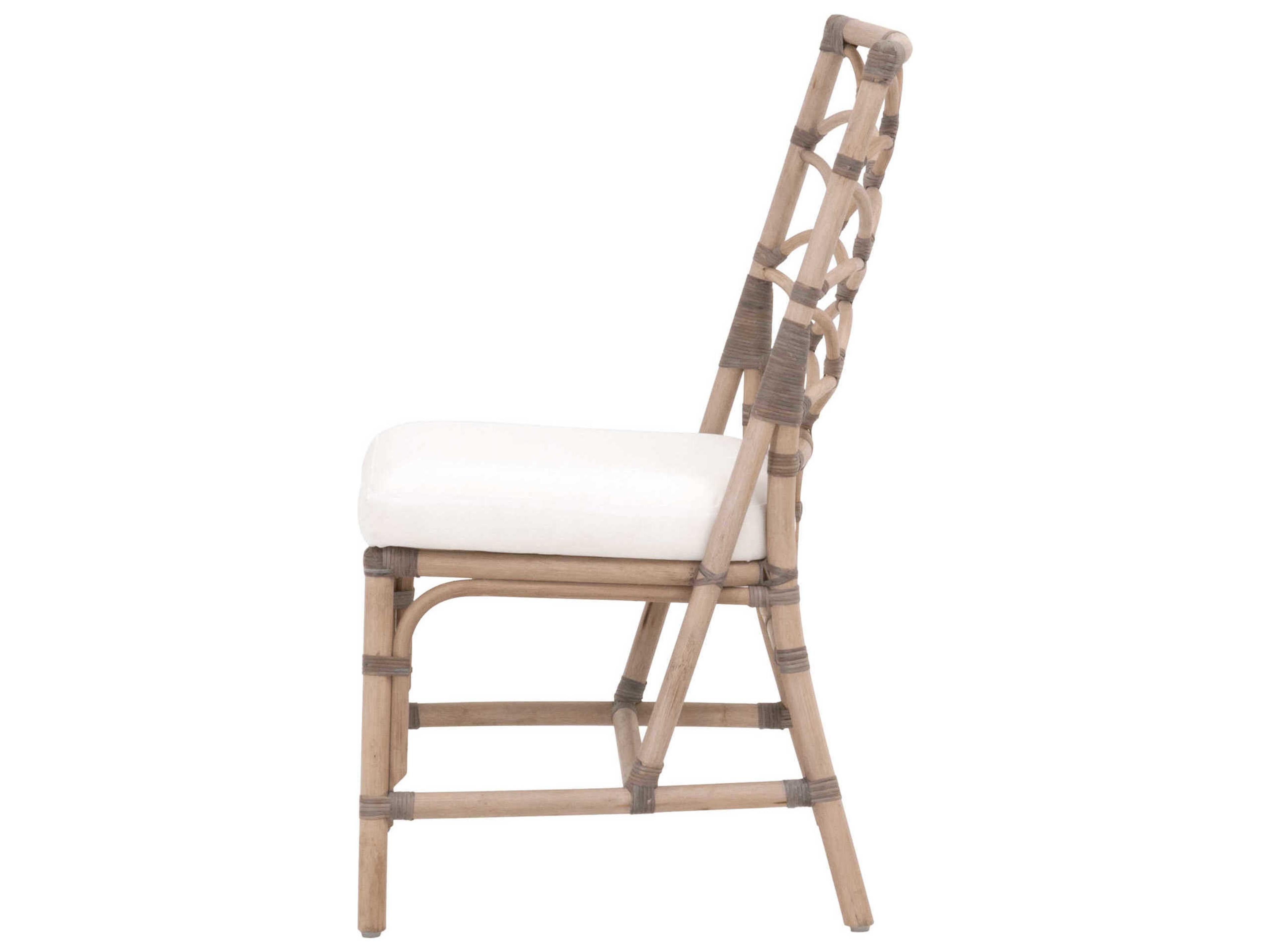 Essentials for Living Sel De Mer Rattan Gray Upholstered Armless Dining Chair Set of 2