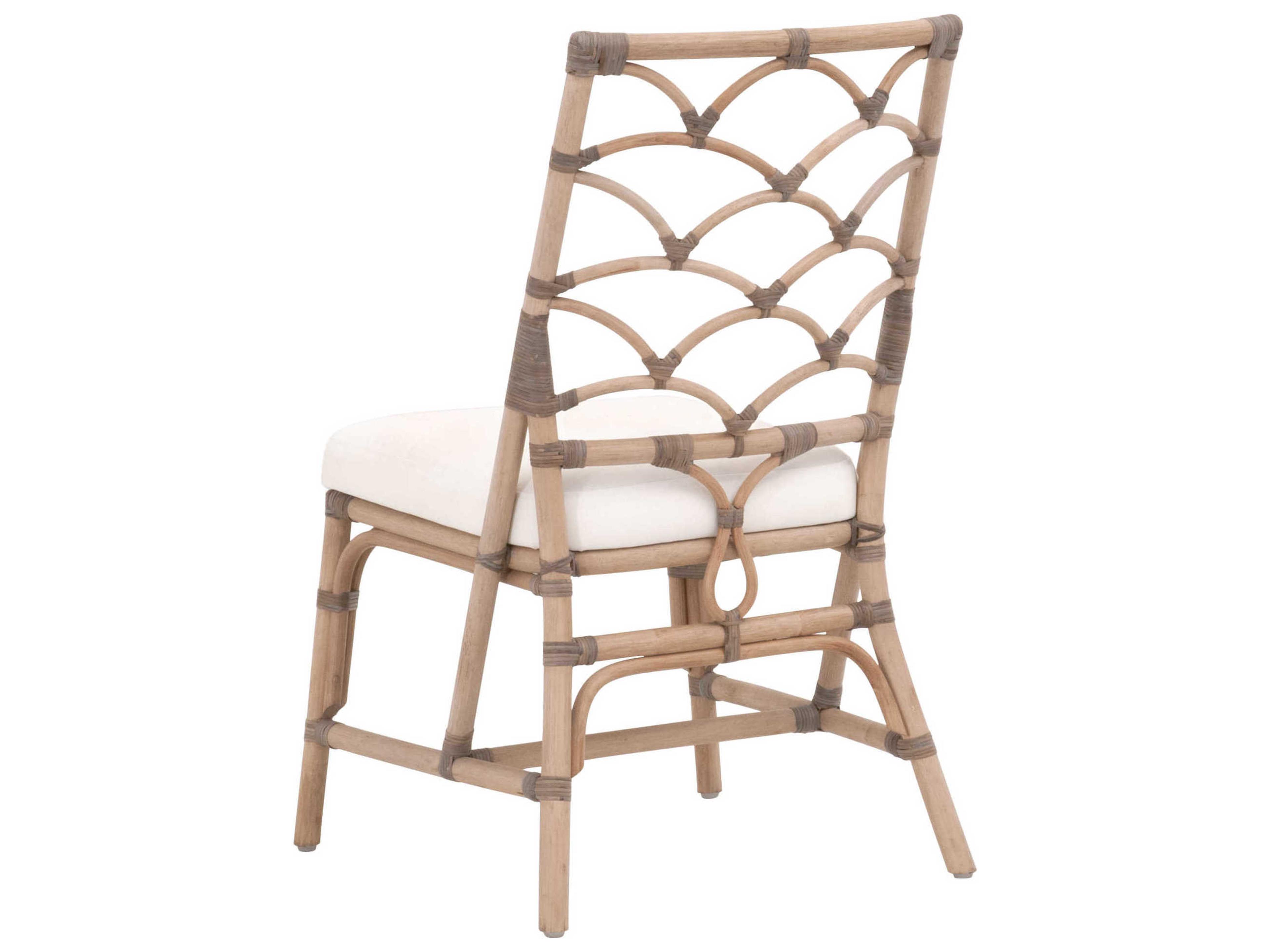 Essentials for Living Sel De Mer Rattan Gray Upholstered Armless Dining Chair Set of 2