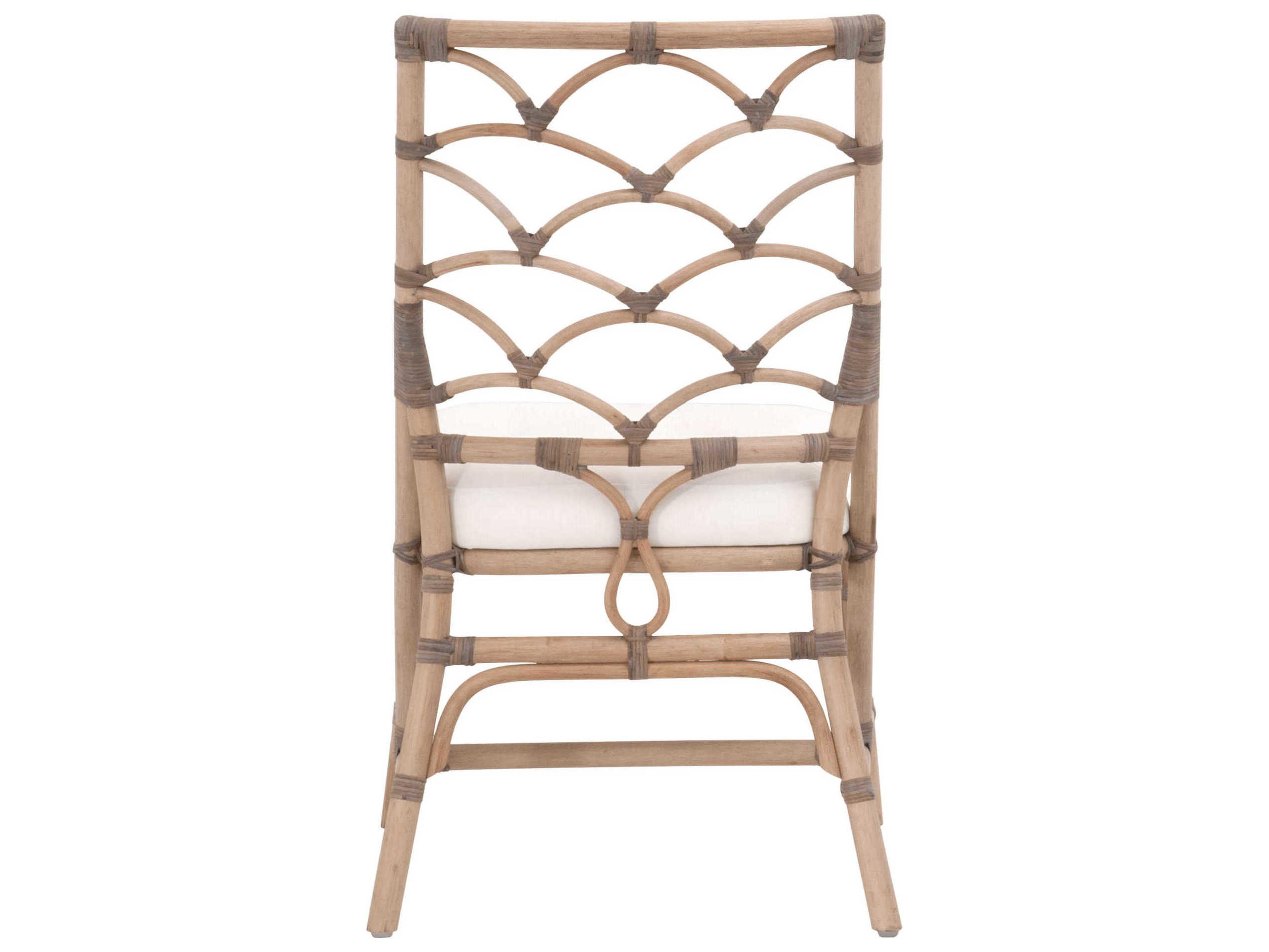 Essentials for Living Sel De Mer Rattan Gray Upholstered Armless Dining Chair Set of 2