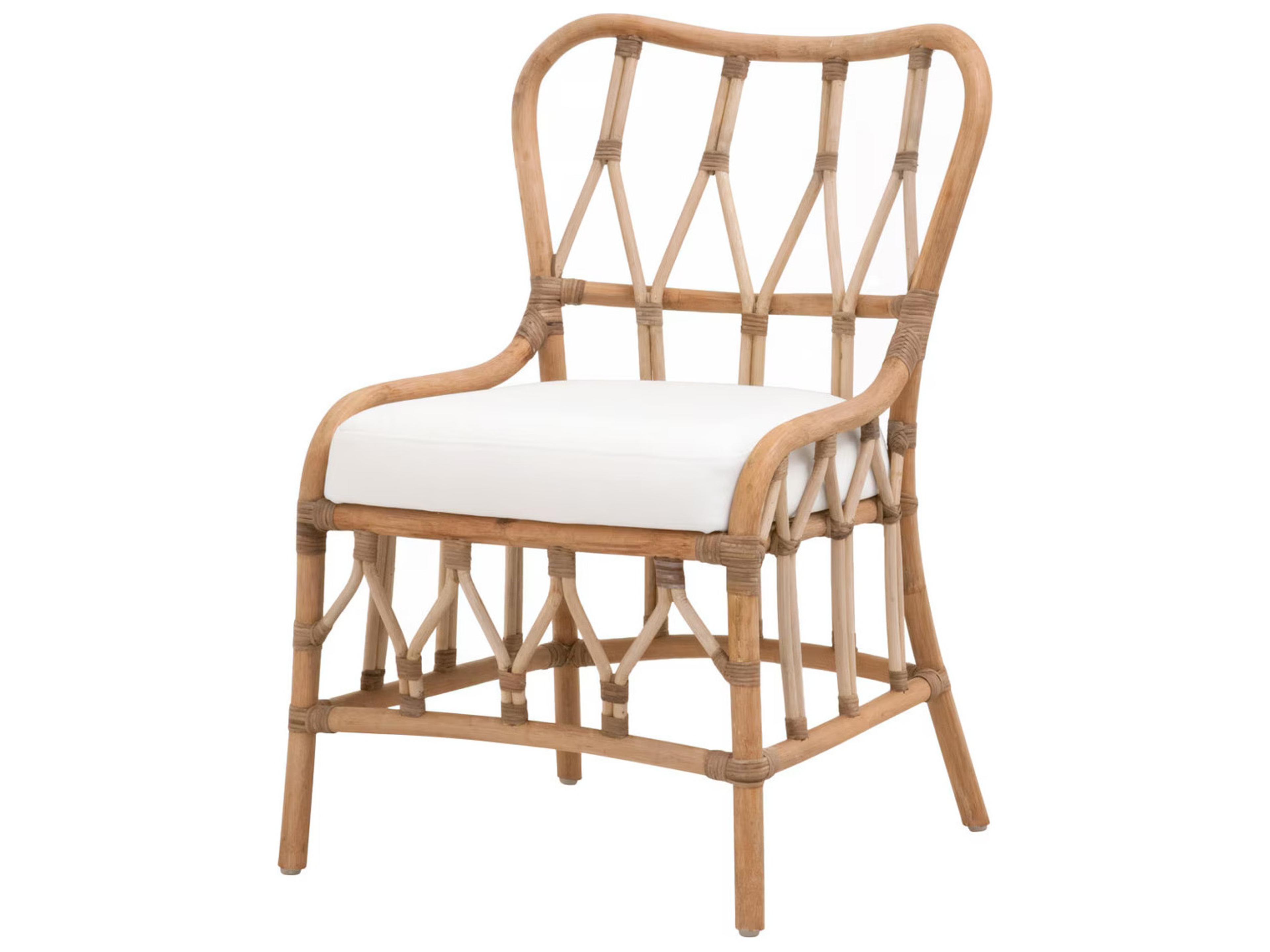 Sel De Mer Rattan Natural Upholstered Armless Dining Chair Set of 2