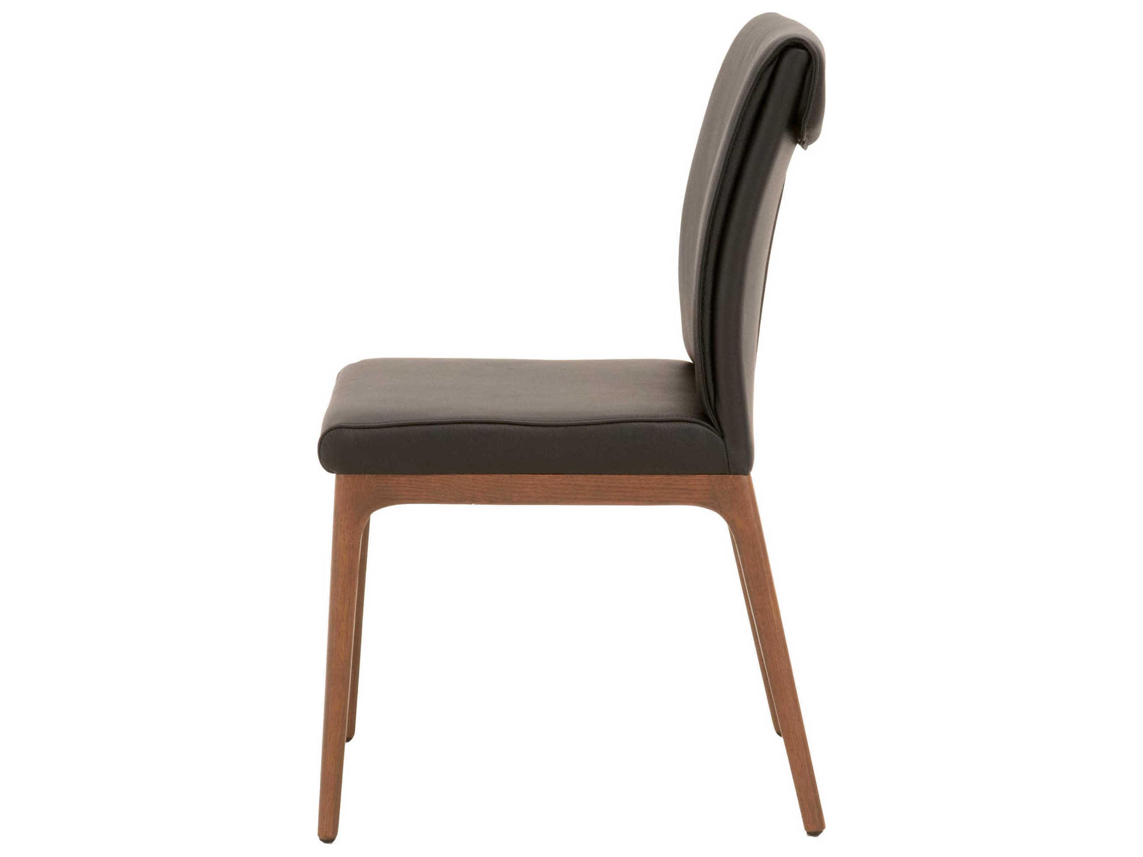 Luxecor Respite Leather Oak Wood Brown Upholstered Side Dining Chair Set of 2