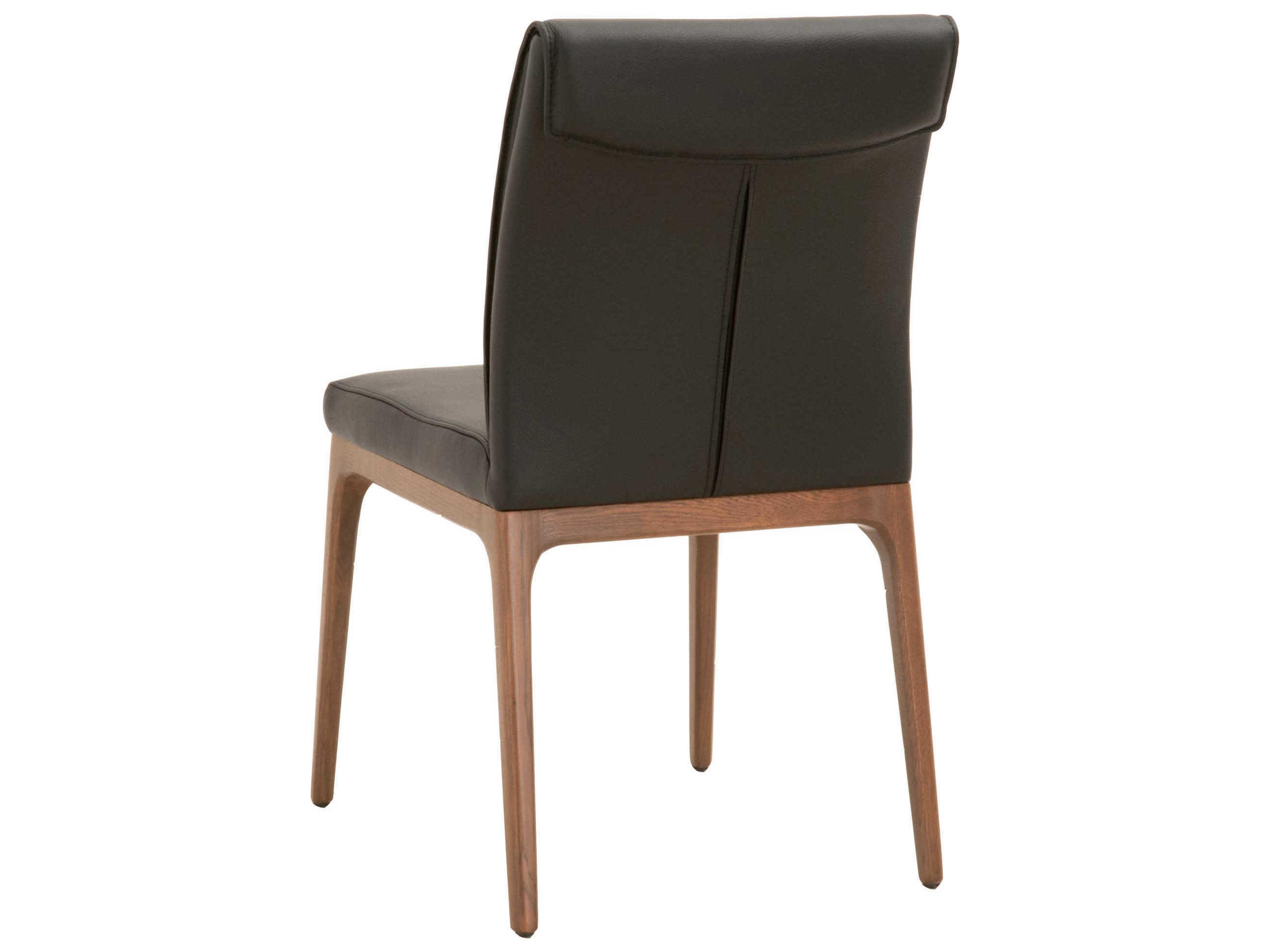 Luxecor Respite Leather Oak Wood Brown Upholstered Side Dining Chair Set of 2