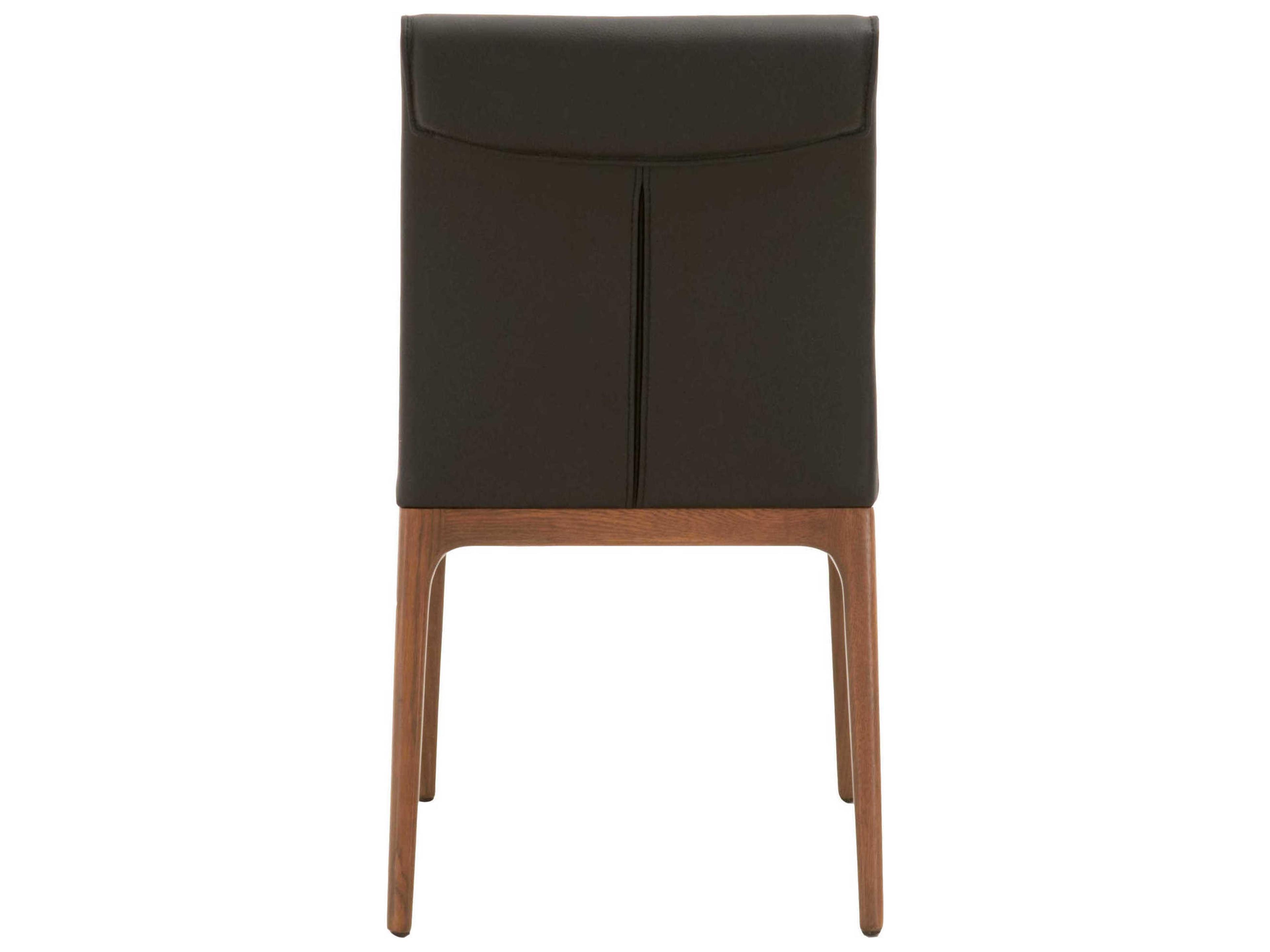 Luxecor Respite Leather Oak Wood Brown Upholstered Side Dining Chair Set of 2