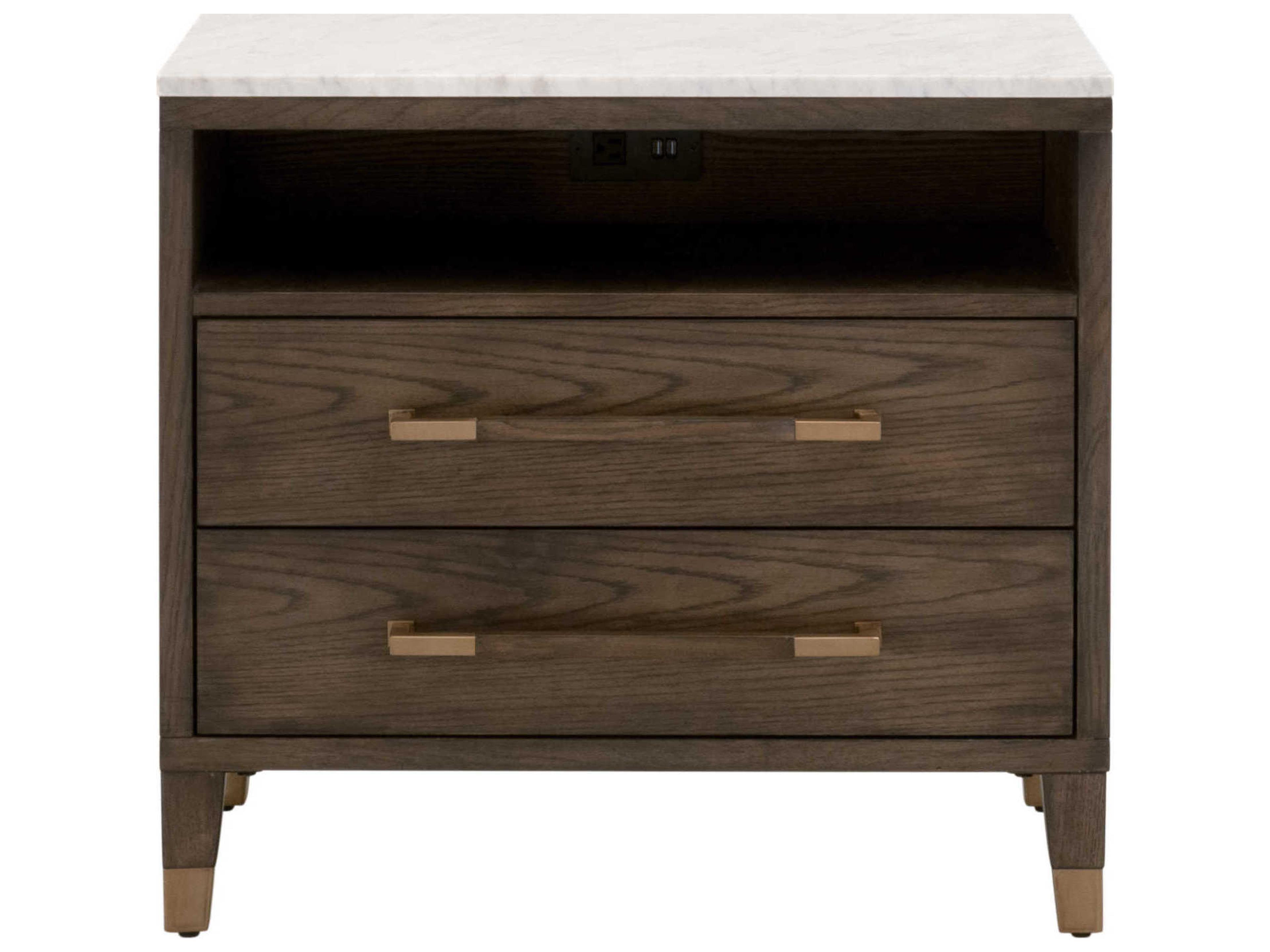 Luxecor Respite 2-Drawers Oak Wood Nightstand