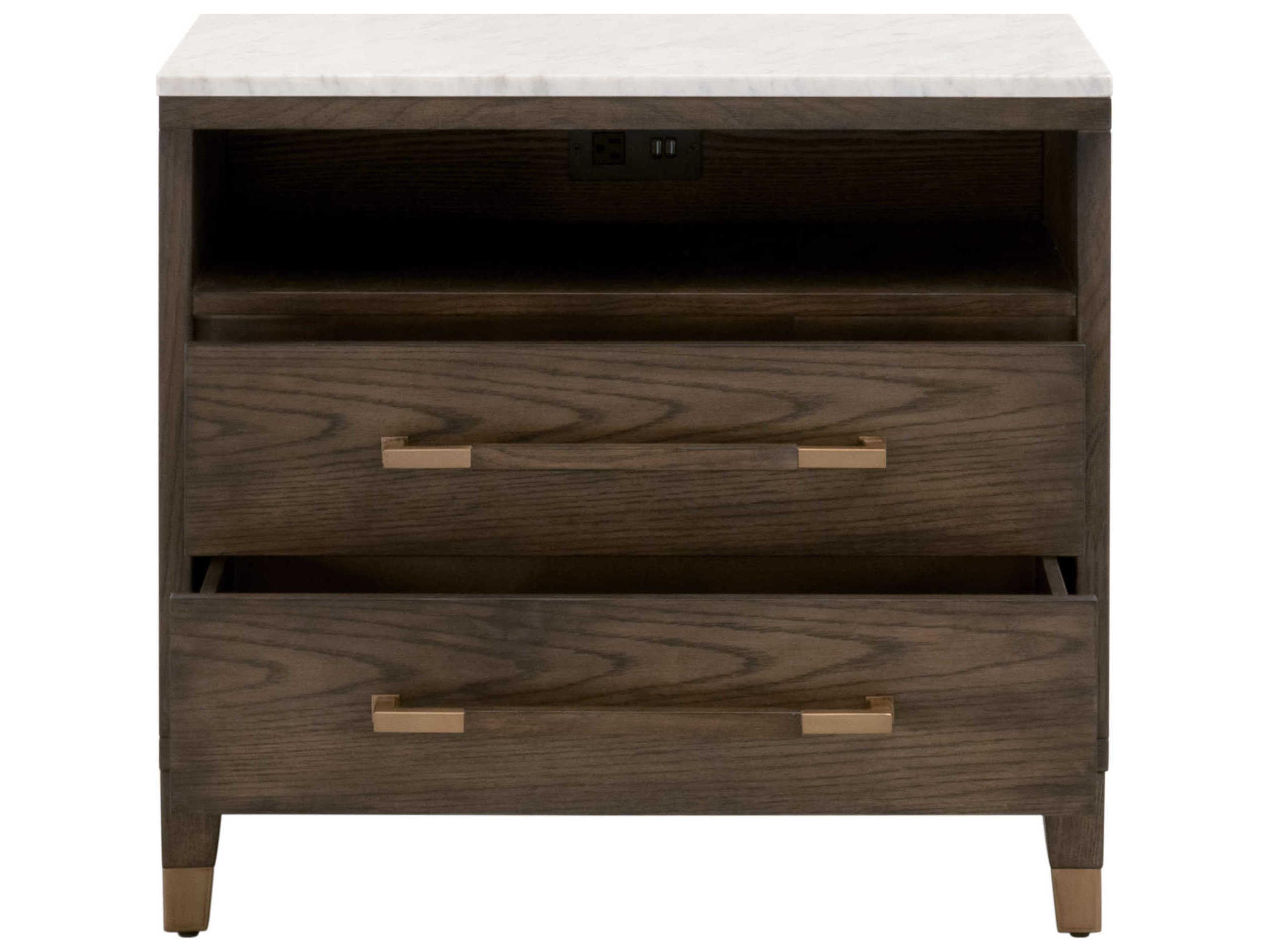 Luxecor Respite 2-Drawers Oak Wood Nightstand