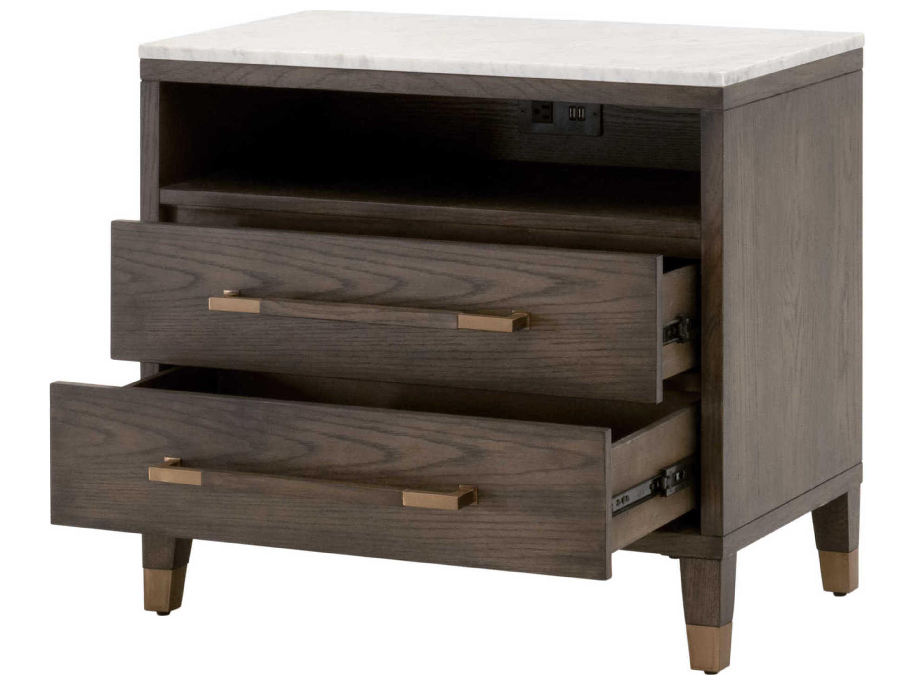 Luxecor Respite 2-Drawers Oak Wood Nightstand