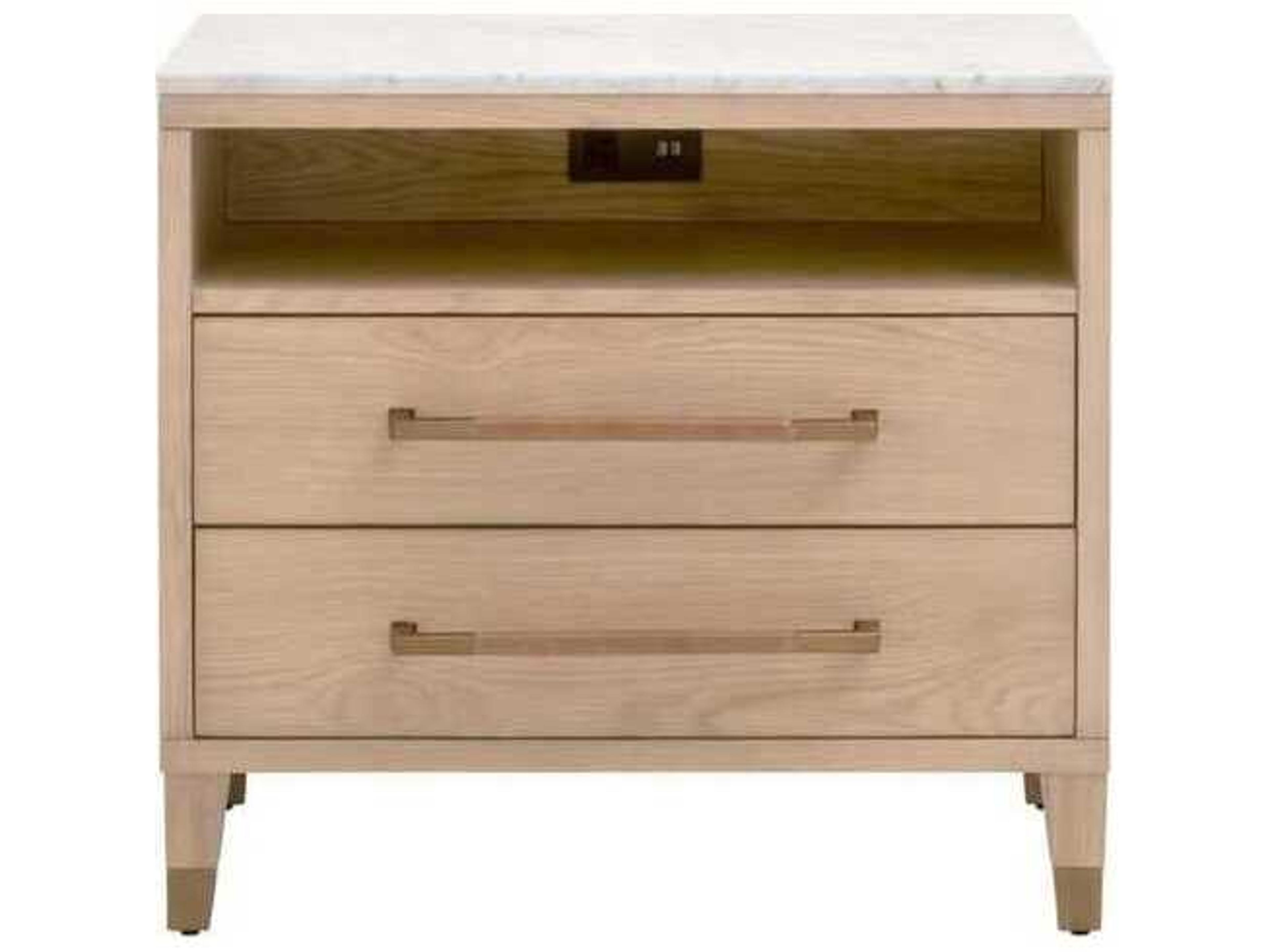 Luxecor Respite 2-Drawers Natural Oak Wood Nightstand