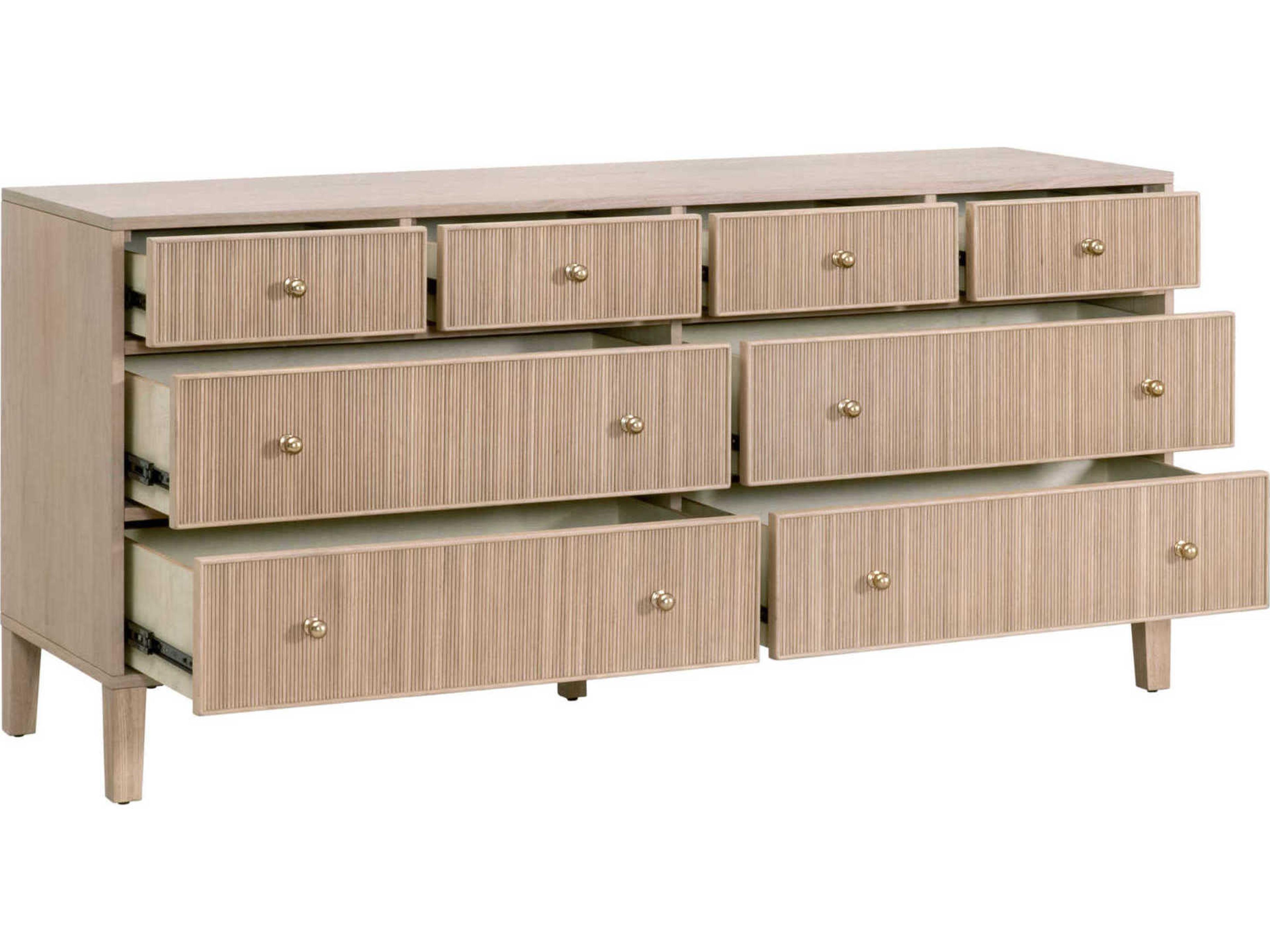 Luxecor Respite 8-Drawers Brown Oak Wood Double Dresser