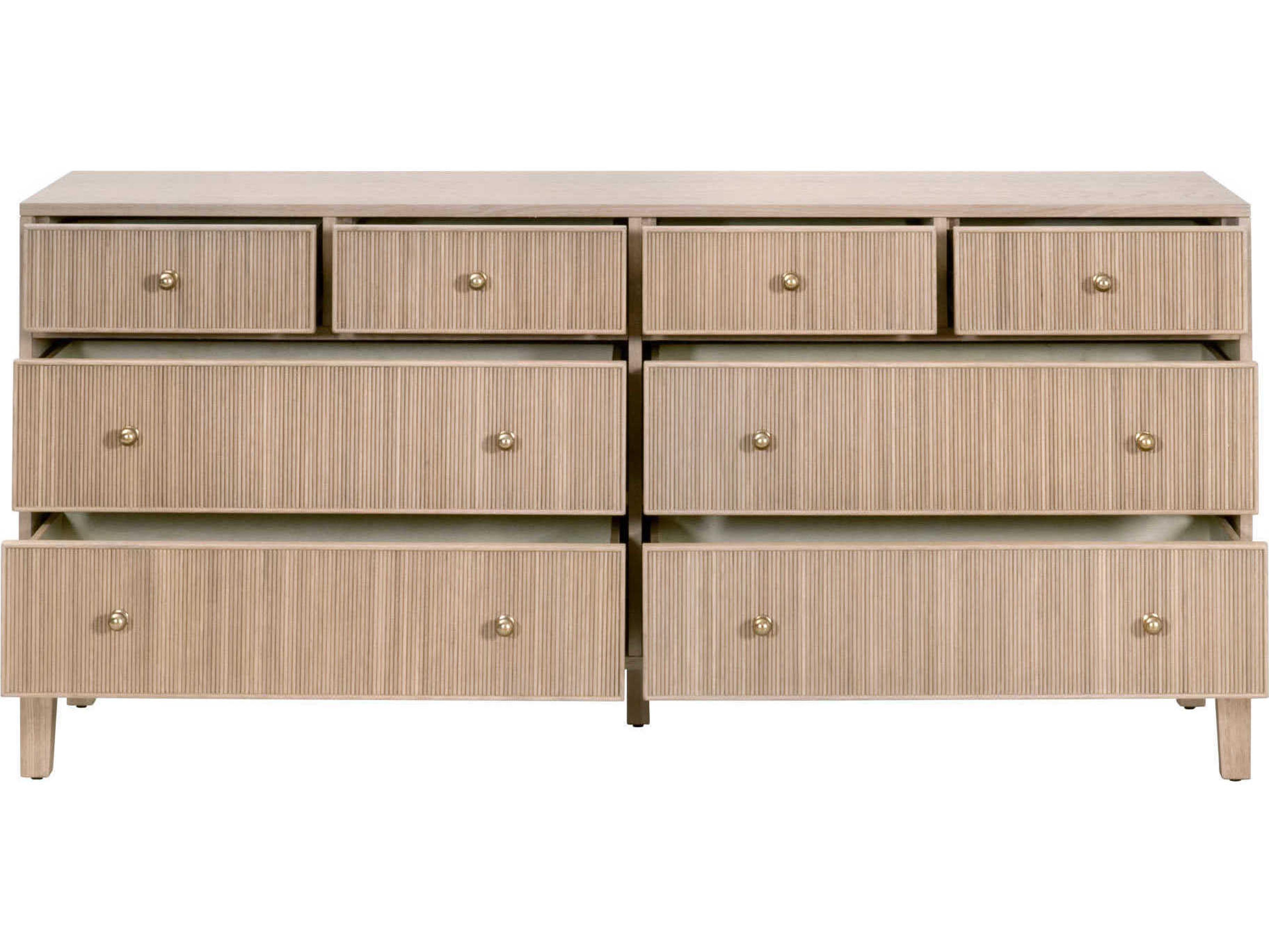 Luxecor Respite 8-Drawers Brown Oak Wood Double Dresser