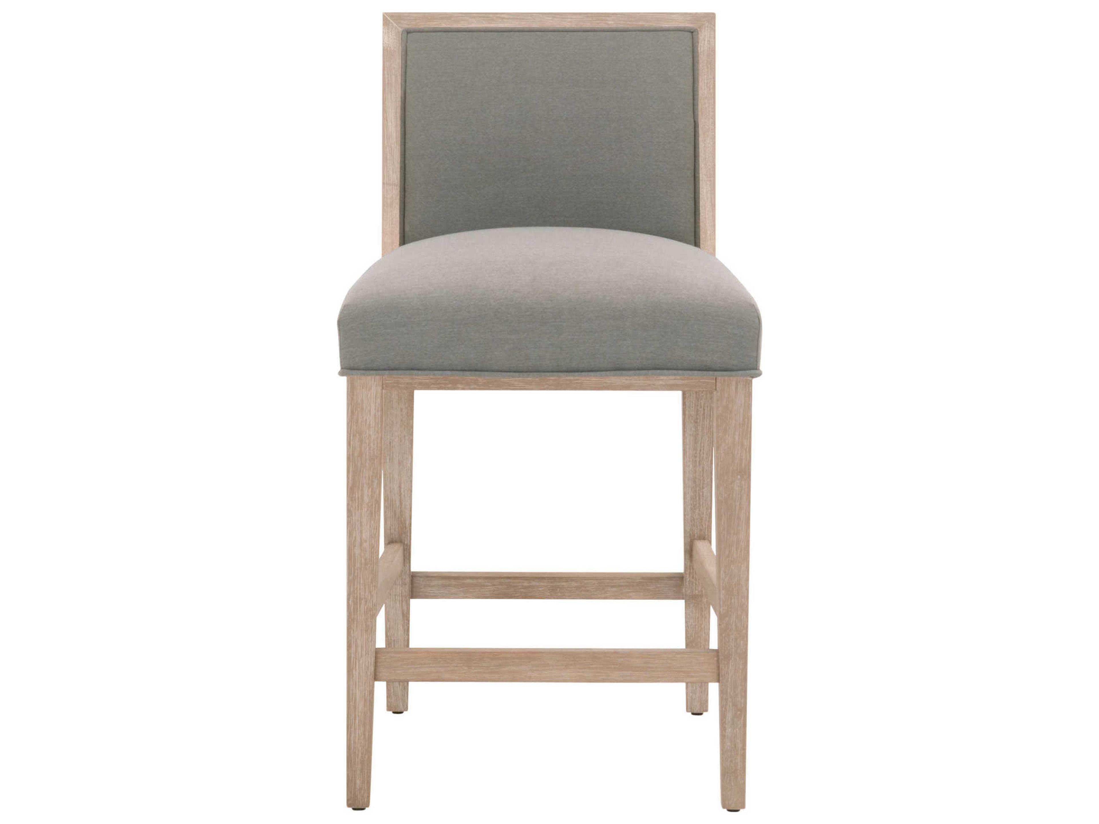 Essentials for Living Traditions Martin Upholstered Acacia Wood Peyton Slate Natural Gray Counter Stool Set of 2