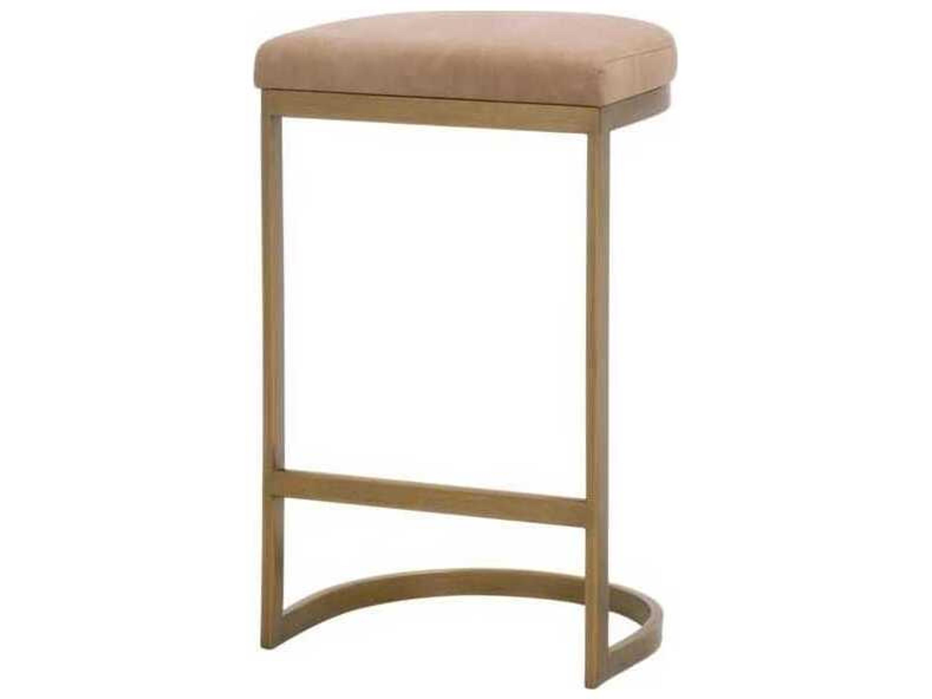 Traditions Cresta Ivanhoe Toast Brushed Gold Leather Counter Stool