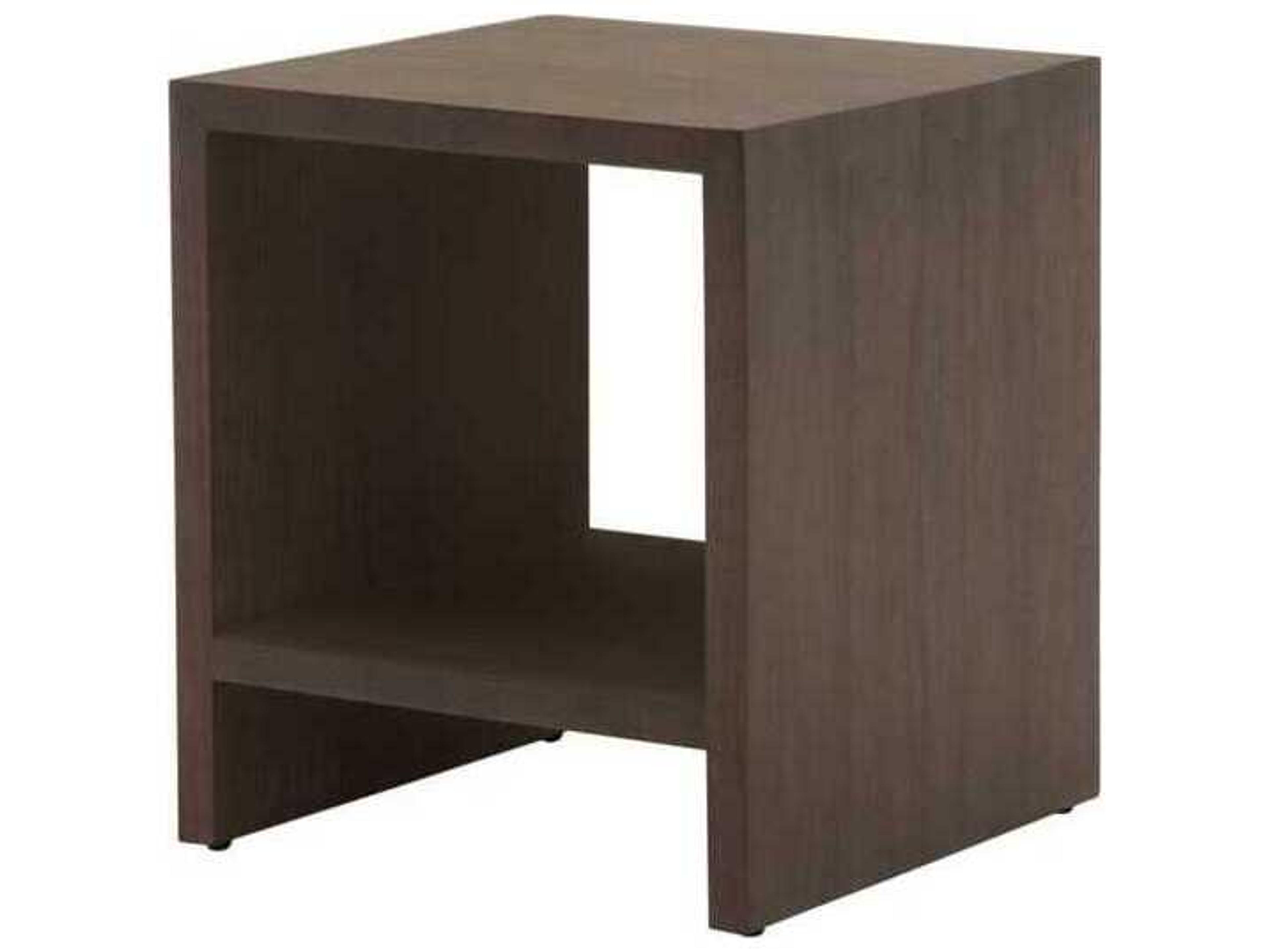 Traditions Dovetail Square Wood Burnished Brown Acacia End Table