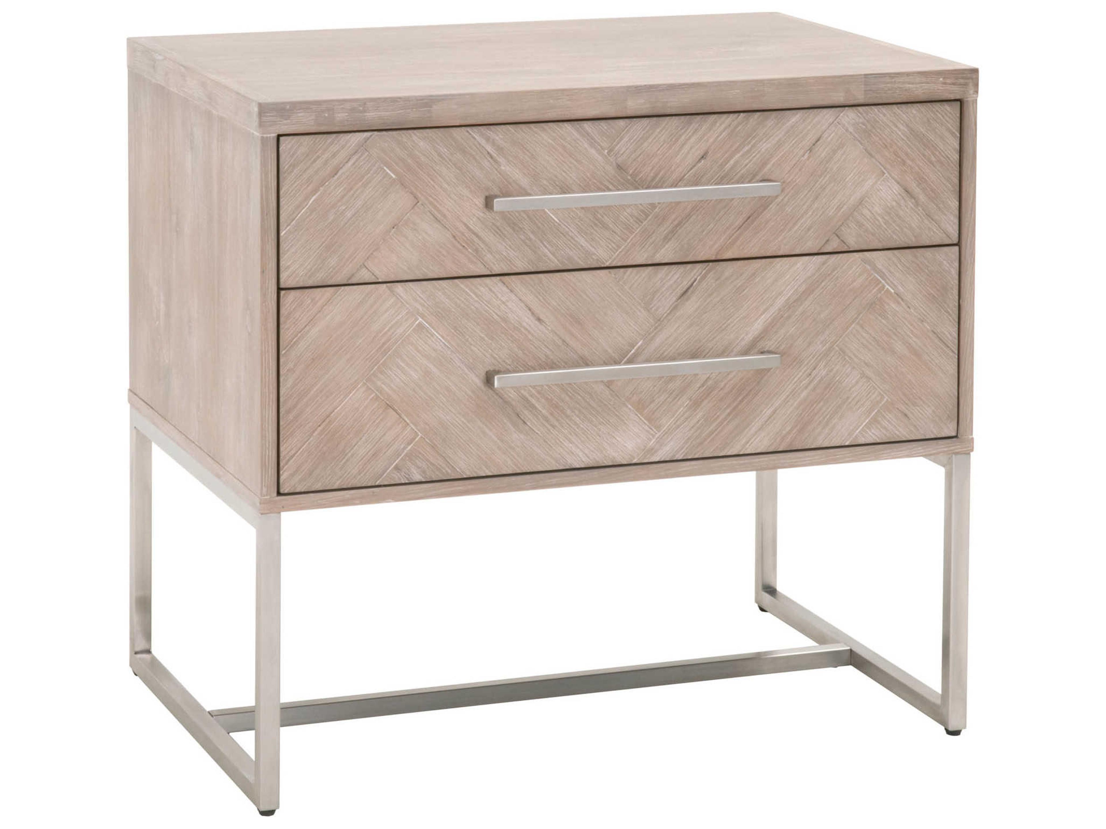 Traditions Mosaic 2-Drawers Acacia Wood Nightstand