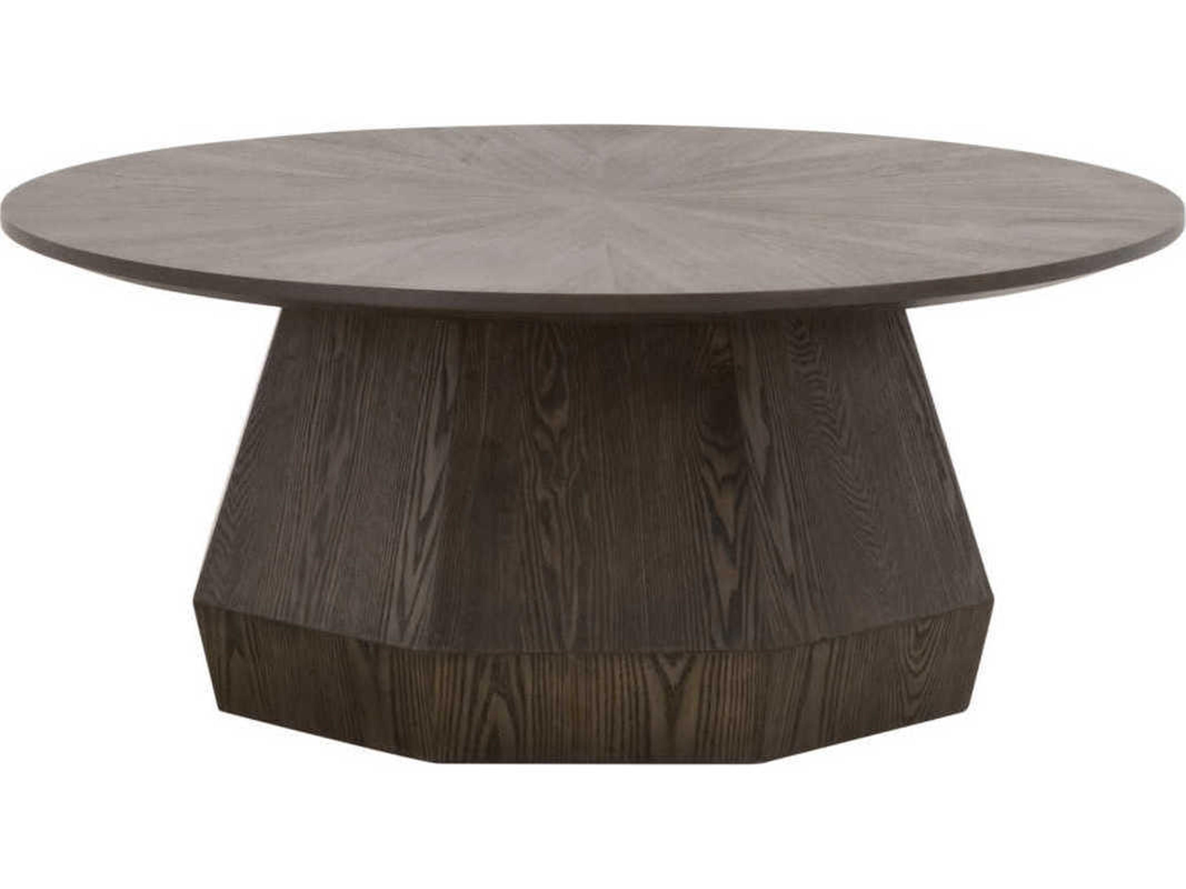 Coulter Round Coffee Table in Burnished Brown Ash Veneer