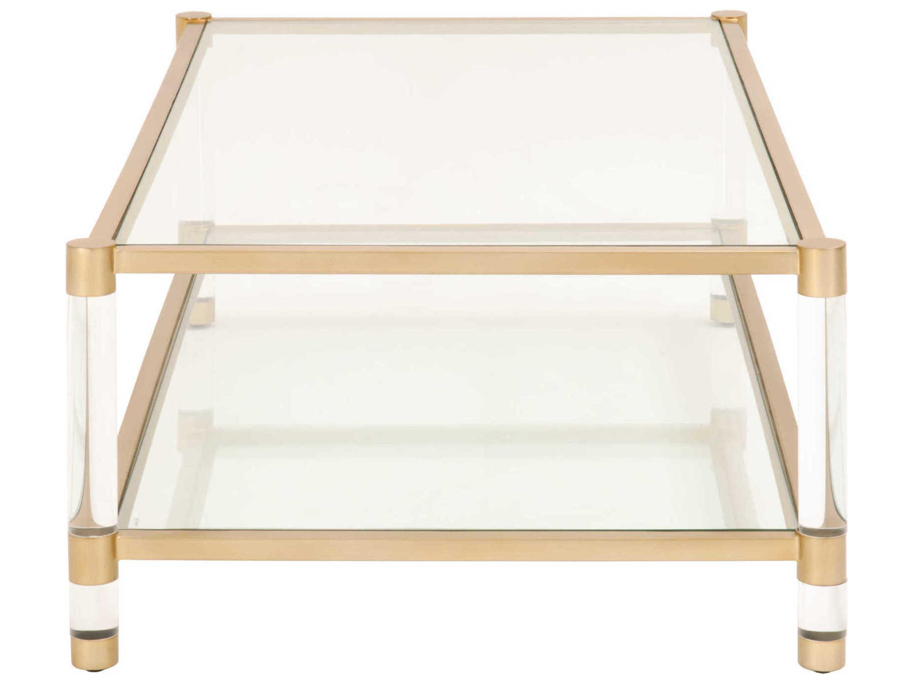 Luxecor Respite Rectangular Glass Brass Clear Coffee Table