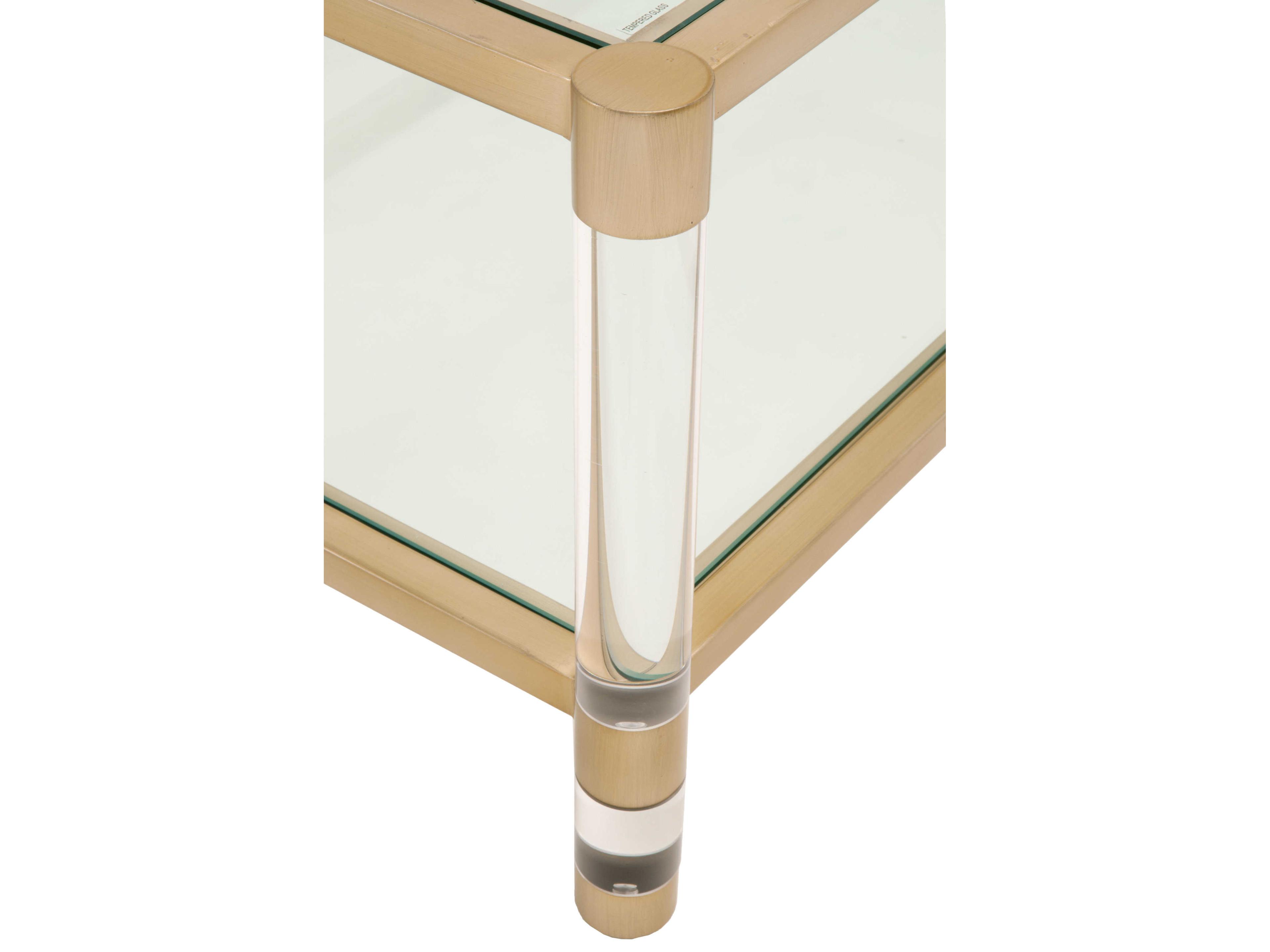Luxecor Respite Rectangular Glass Brass Clear Coffee Table