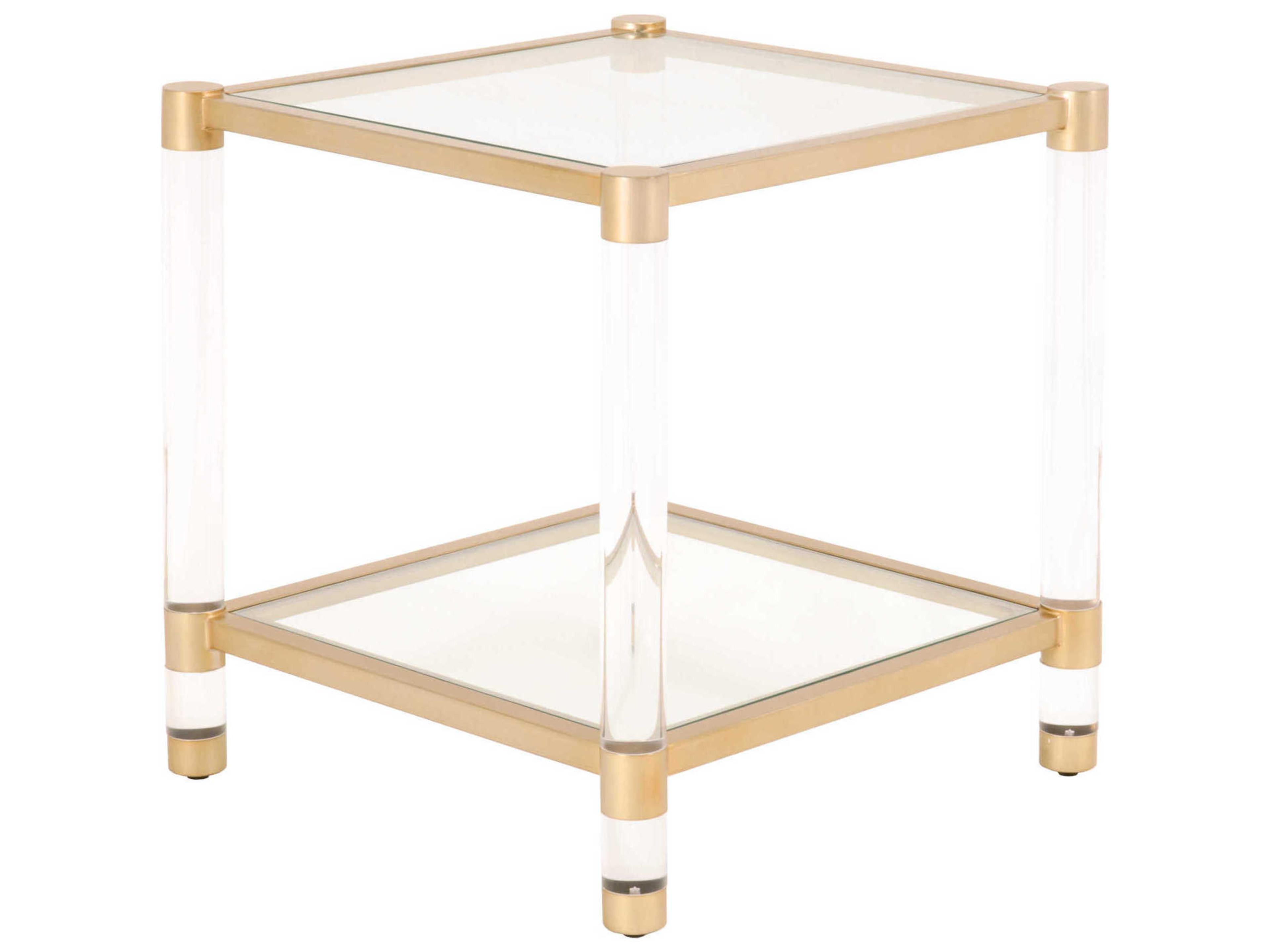 Essentials for Living Traditions Nouveau Square Glass Brass Clear End Table