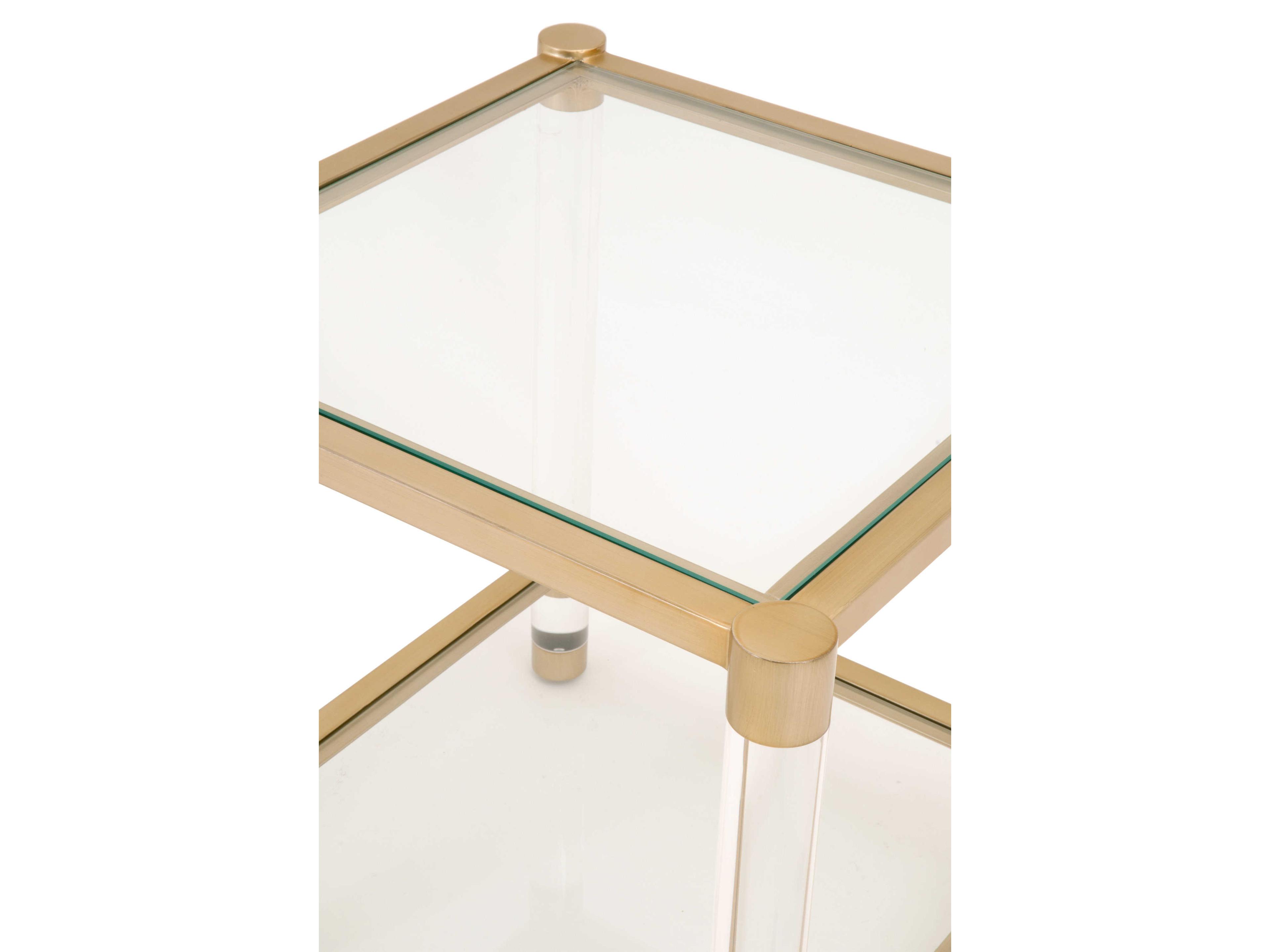 Essentials for Living Traditions Nouveau Square Glass Brass Clear End Table