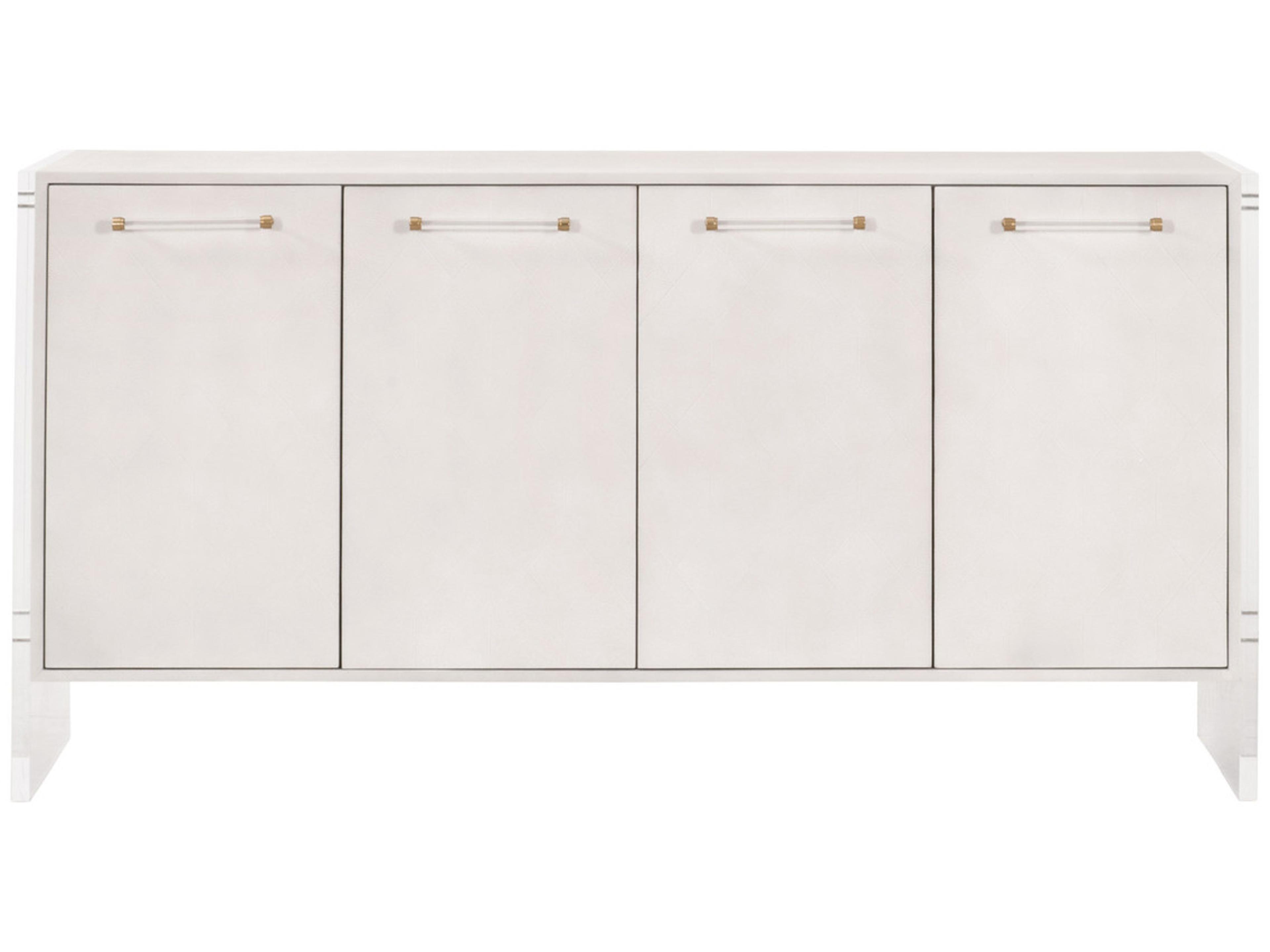 Luxecor Respite Shagreen 67" Beech Wood Pearl Lucite Brushed Brass Sideboard