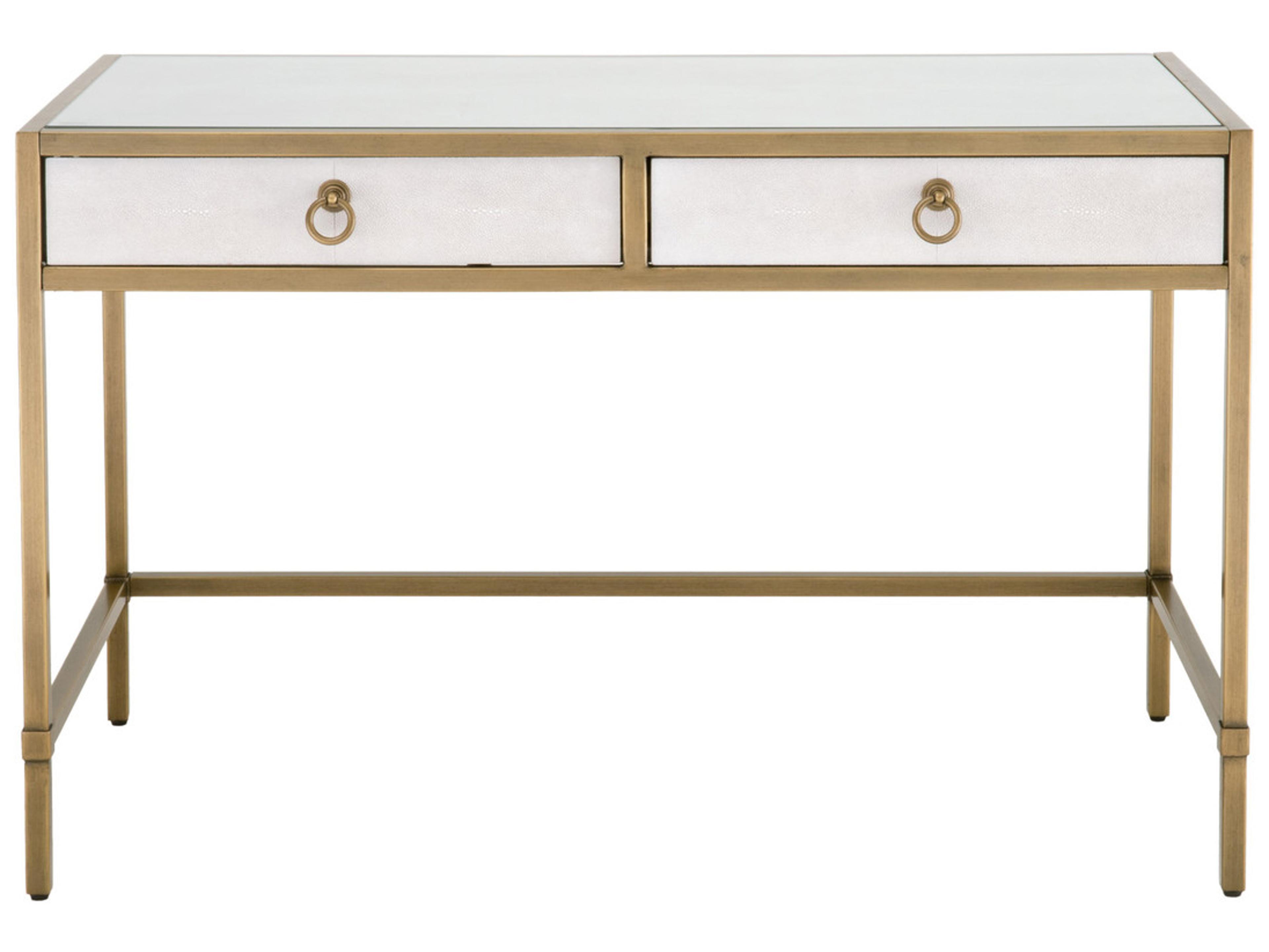 Strand Faux Shagreen Desk in Pearl and Brushed Gold