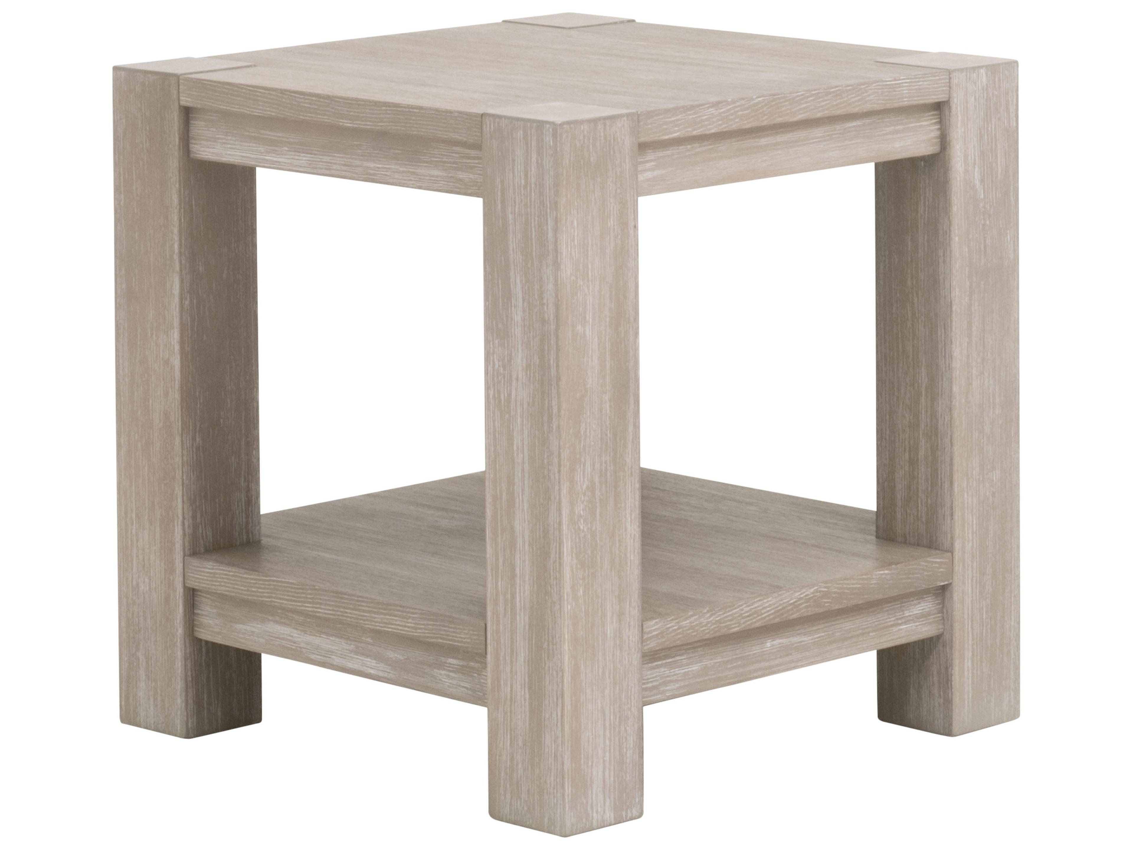 Traditions Adler Square Wood Natural Gray Acacia End Table