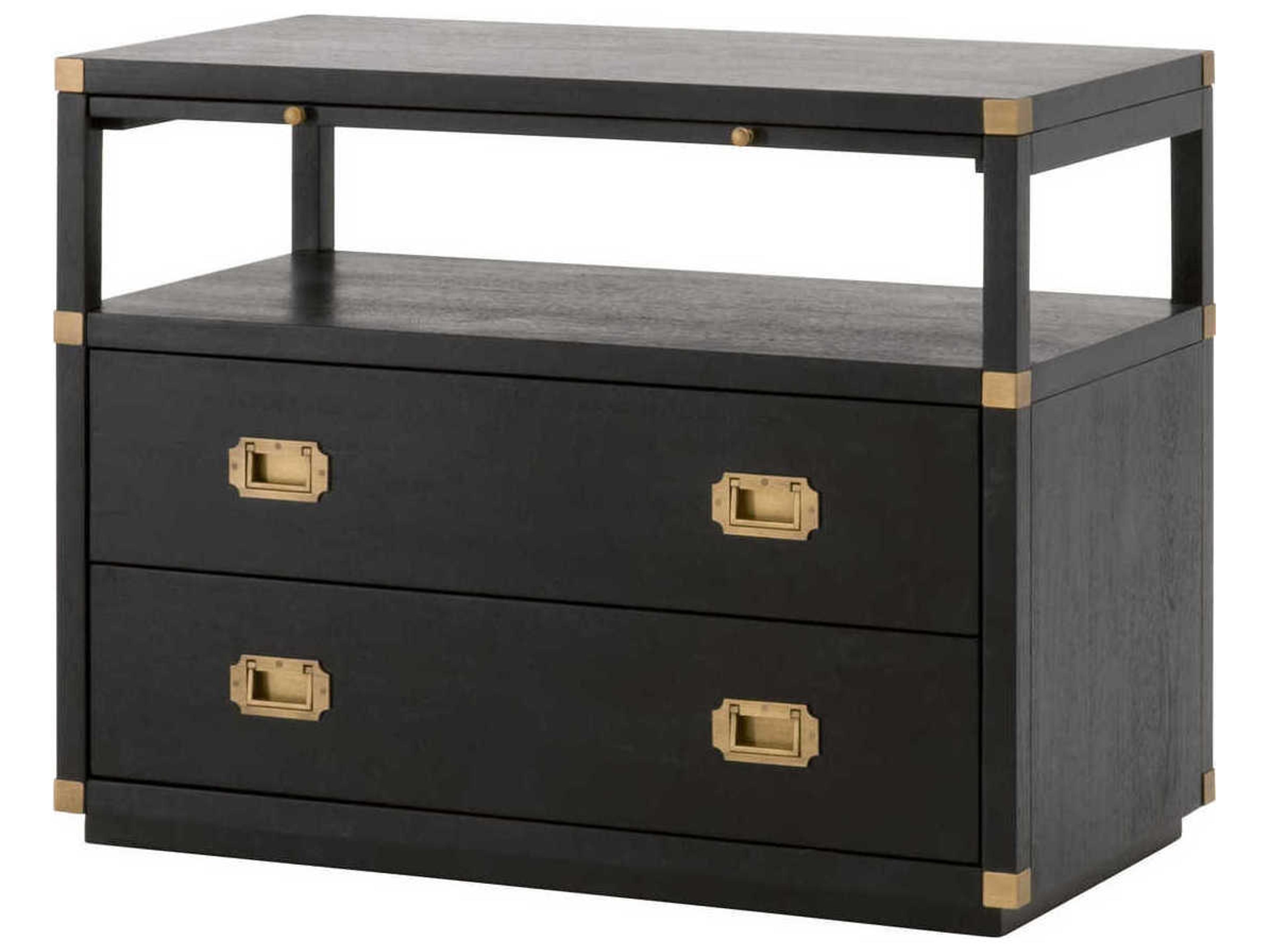 Traditions Bradley 2-Drawer Nightstand Brushed Black and Brushed Gold